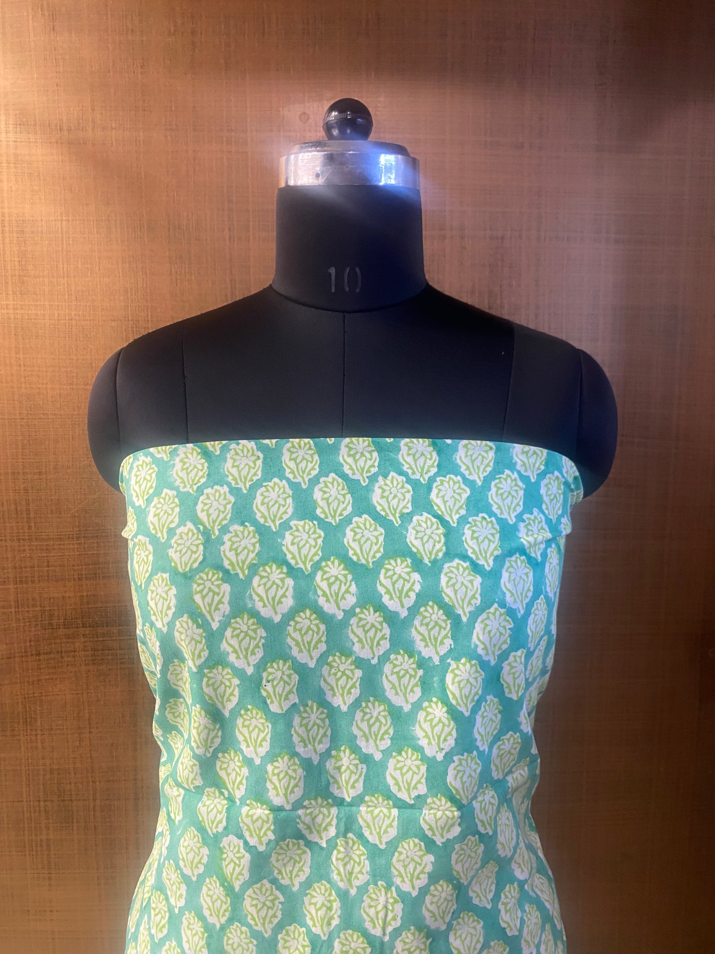 Pure Cotton Green Block Print Cotton Dupatta with Resham Border