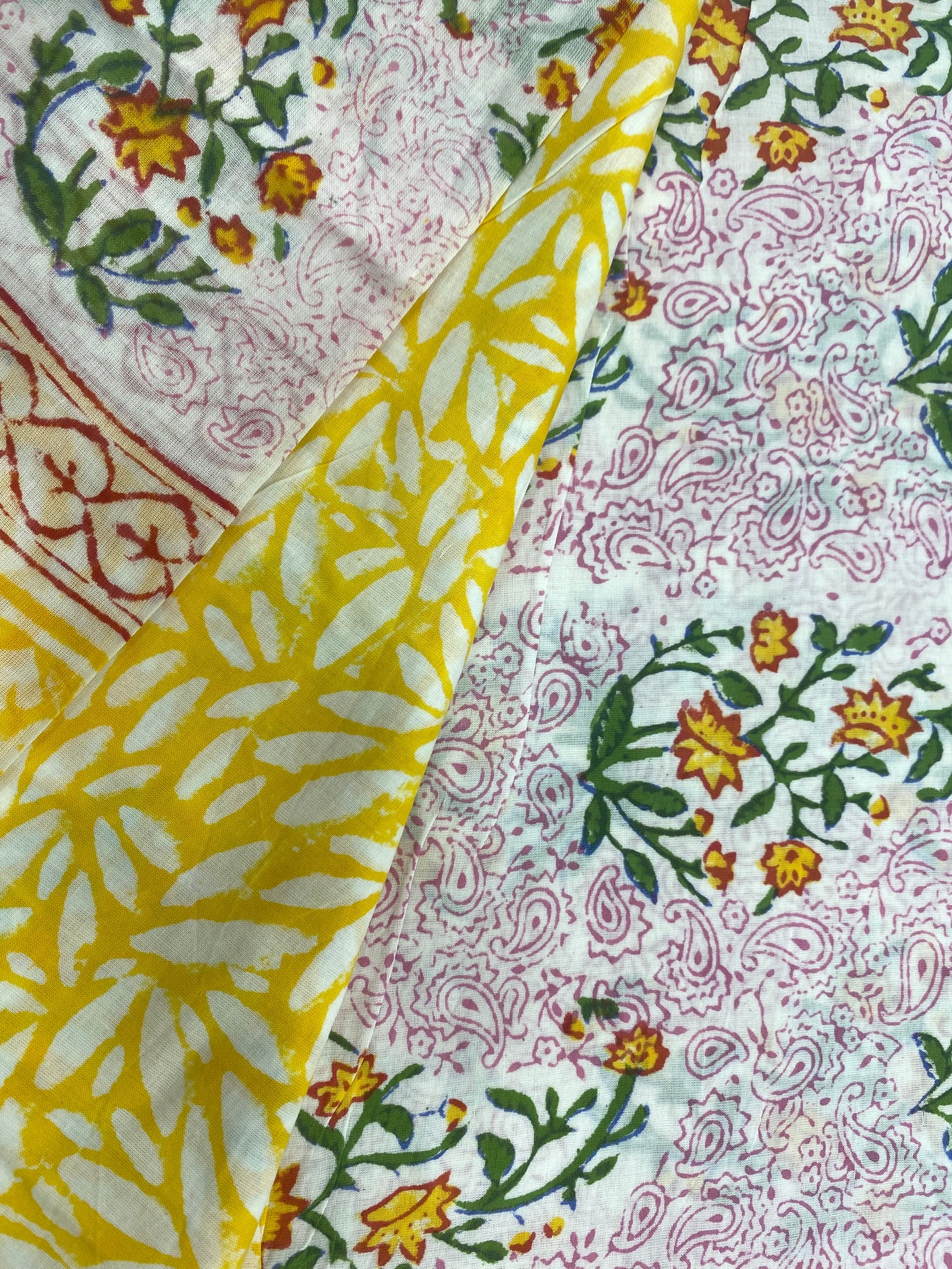 White Pure Cotton block Print with border, Cotton dupatta