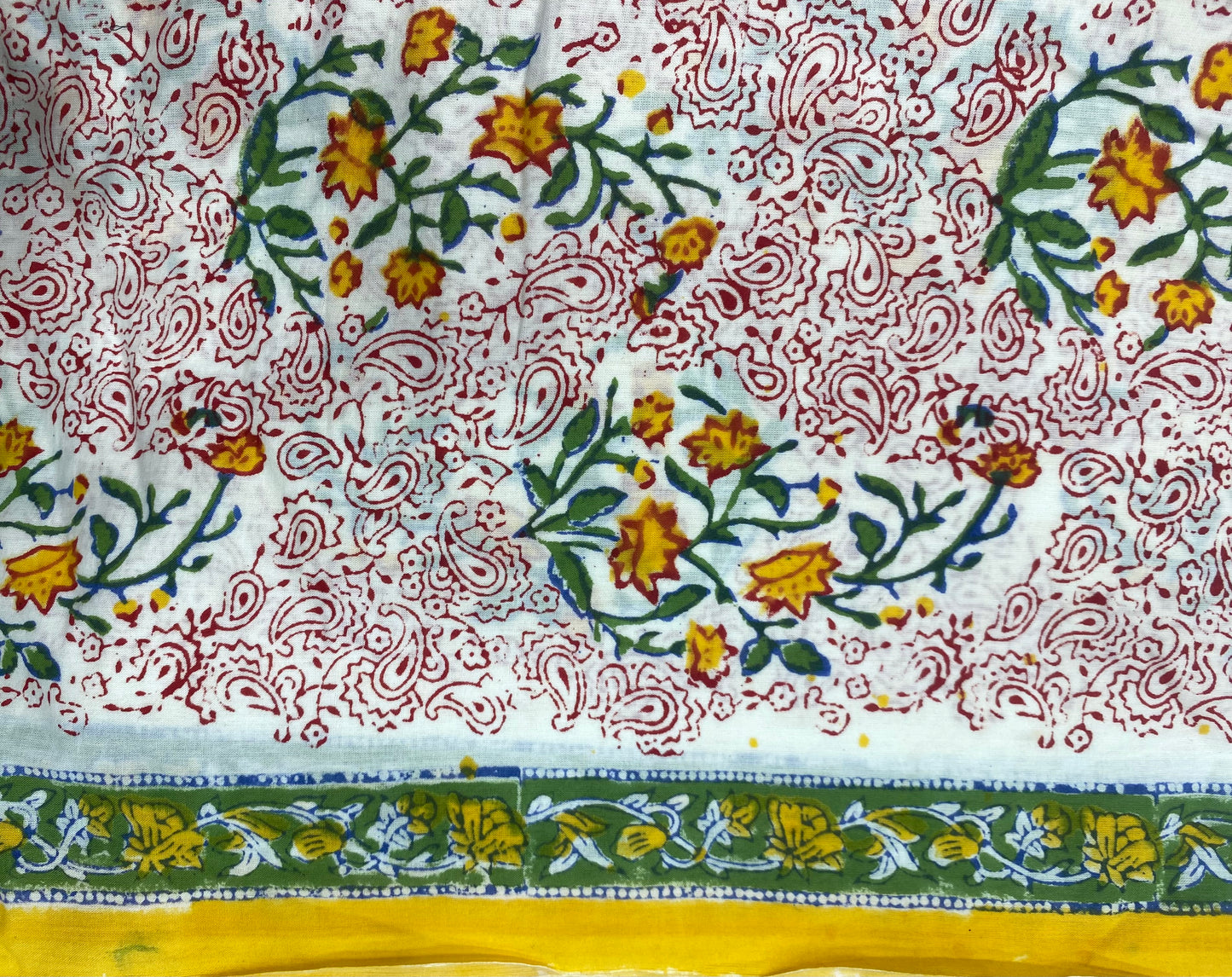 White Pure Cotton block Print with border, Cotton dupatta