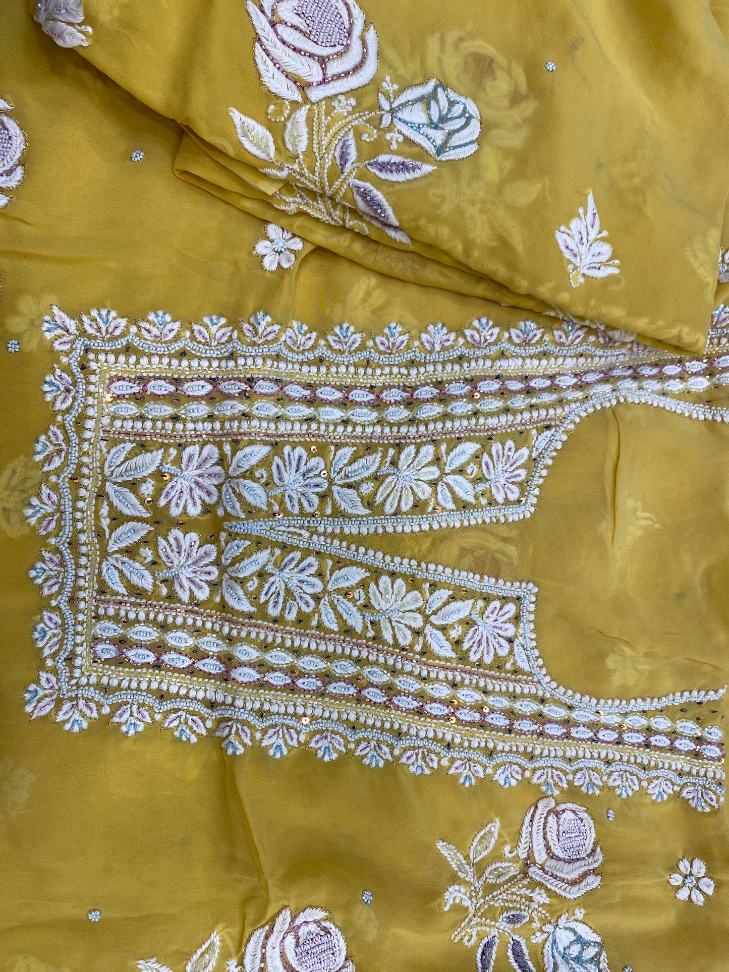 Lucknowi Georgette Rose Embroidery