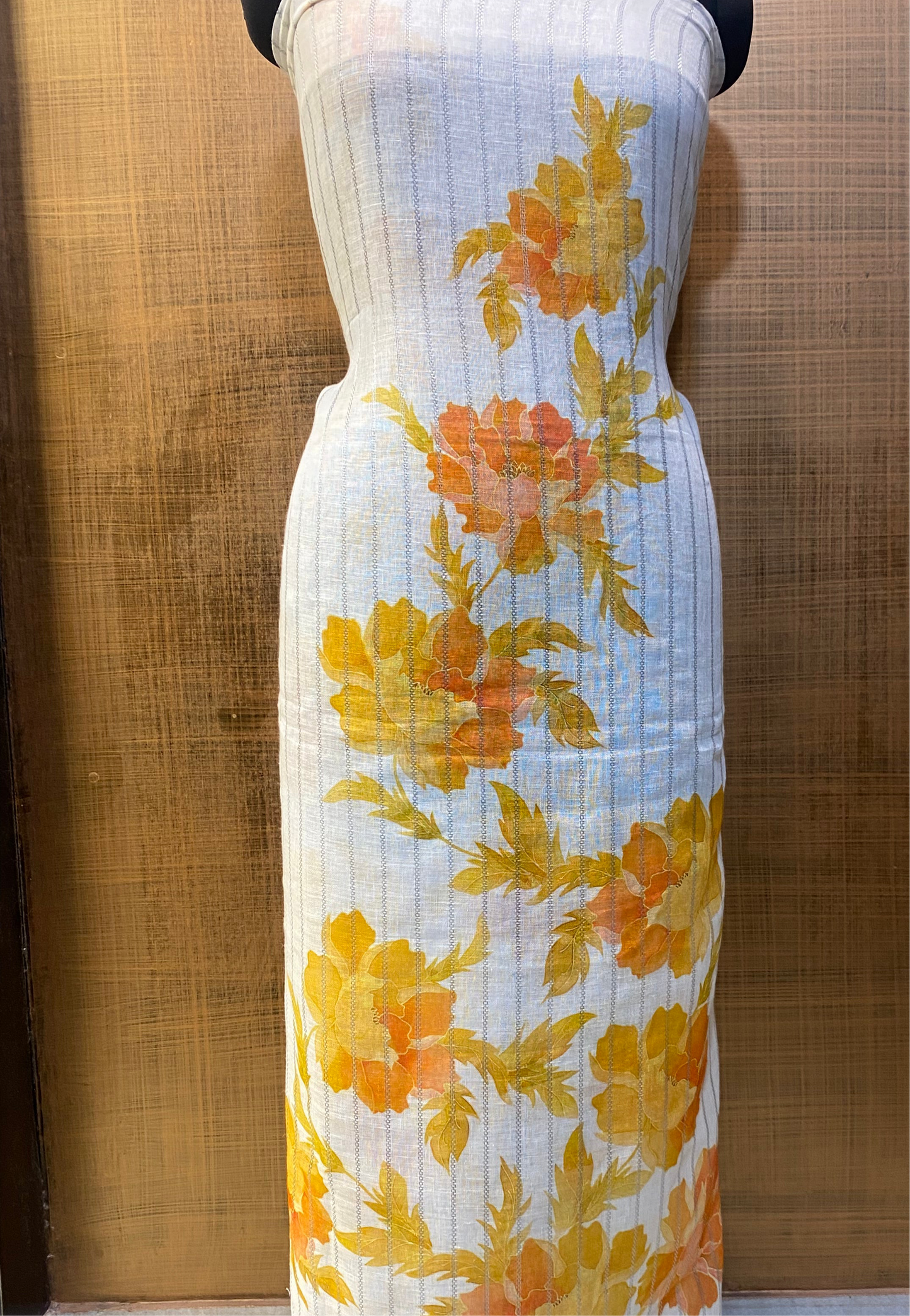 White Linen printed and embroidered Shirt Dupatta