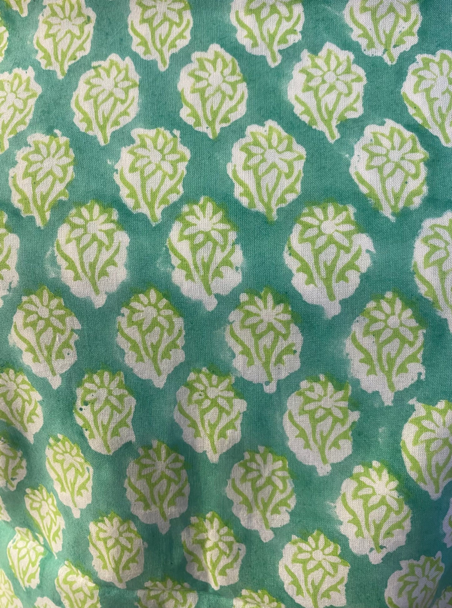 Pure Cotton Green Block Print Cotton Dupatta with Resham Border