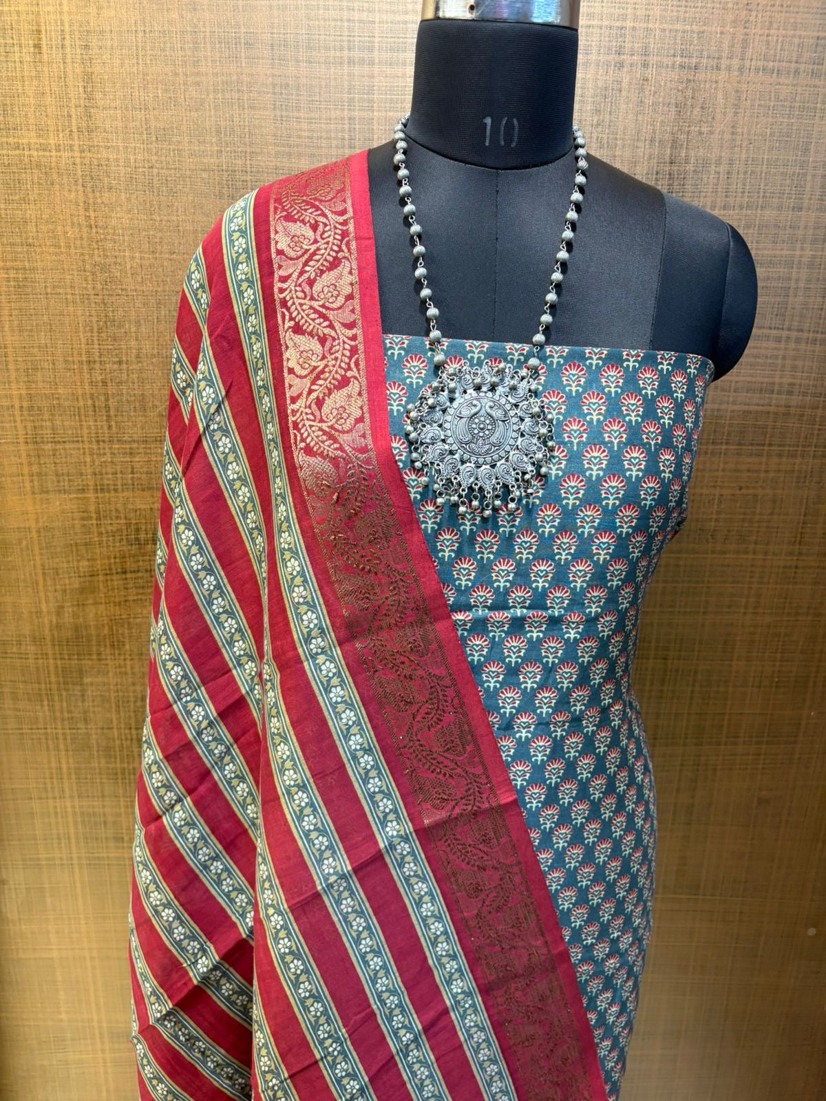 PURE MAHESHWARI SUITS WITH ANTIQUE ZARI BORDER