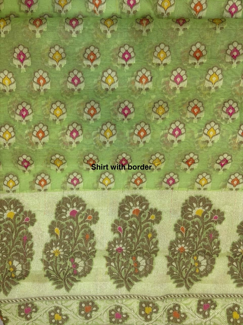 Green Maheshwari suit with Maheshwari Dupatta with Tassels