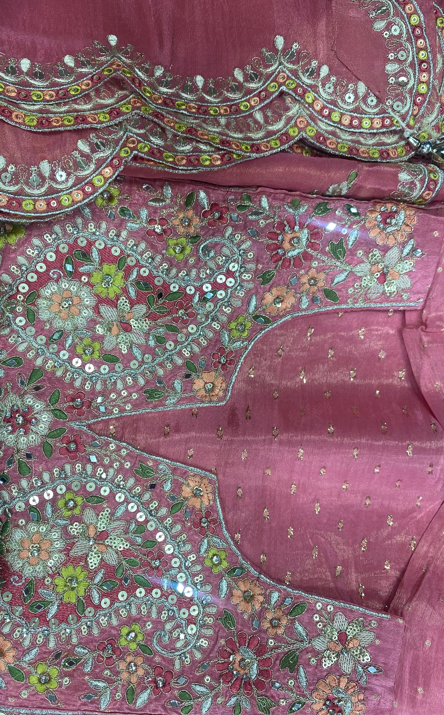 Pink Tissue embroidered suit
