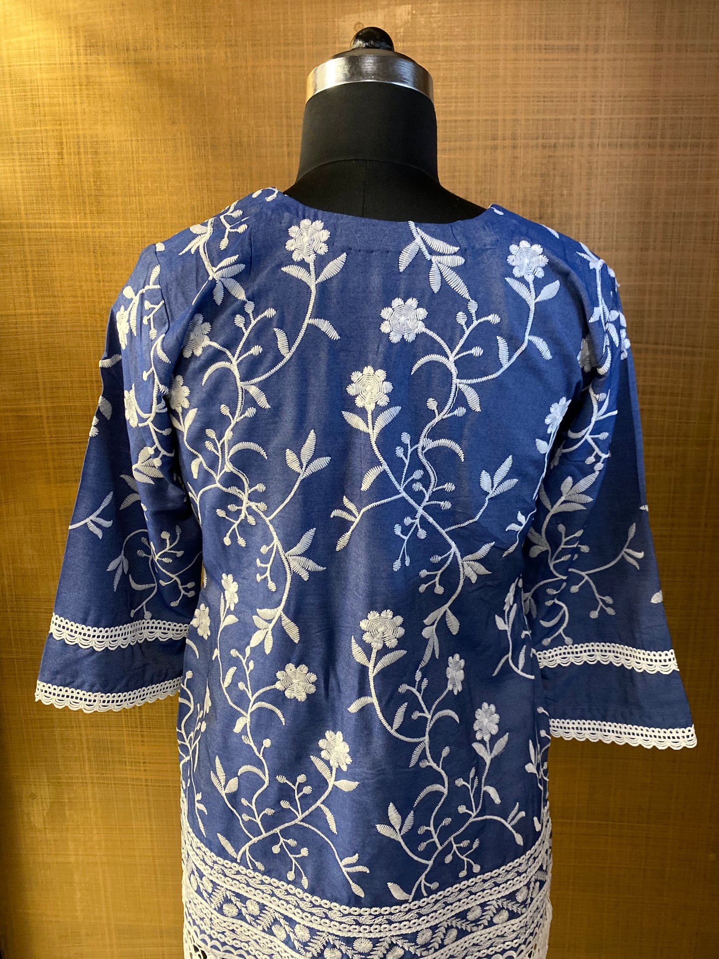 Blue Denim Embroidered Kurti