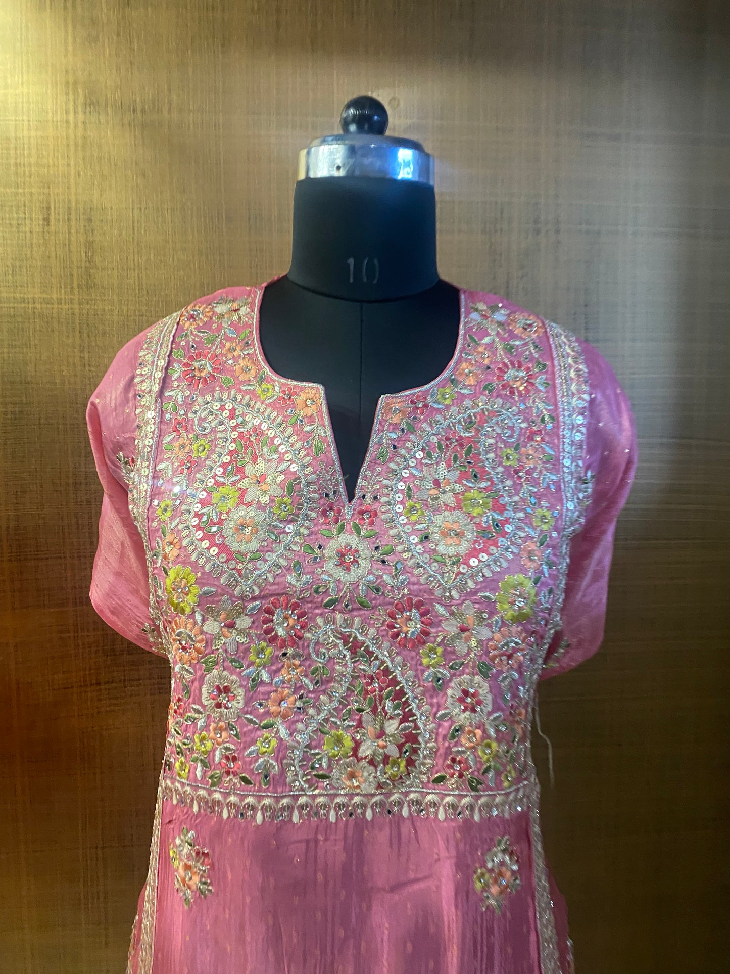 Pink Tissue embroidered suit