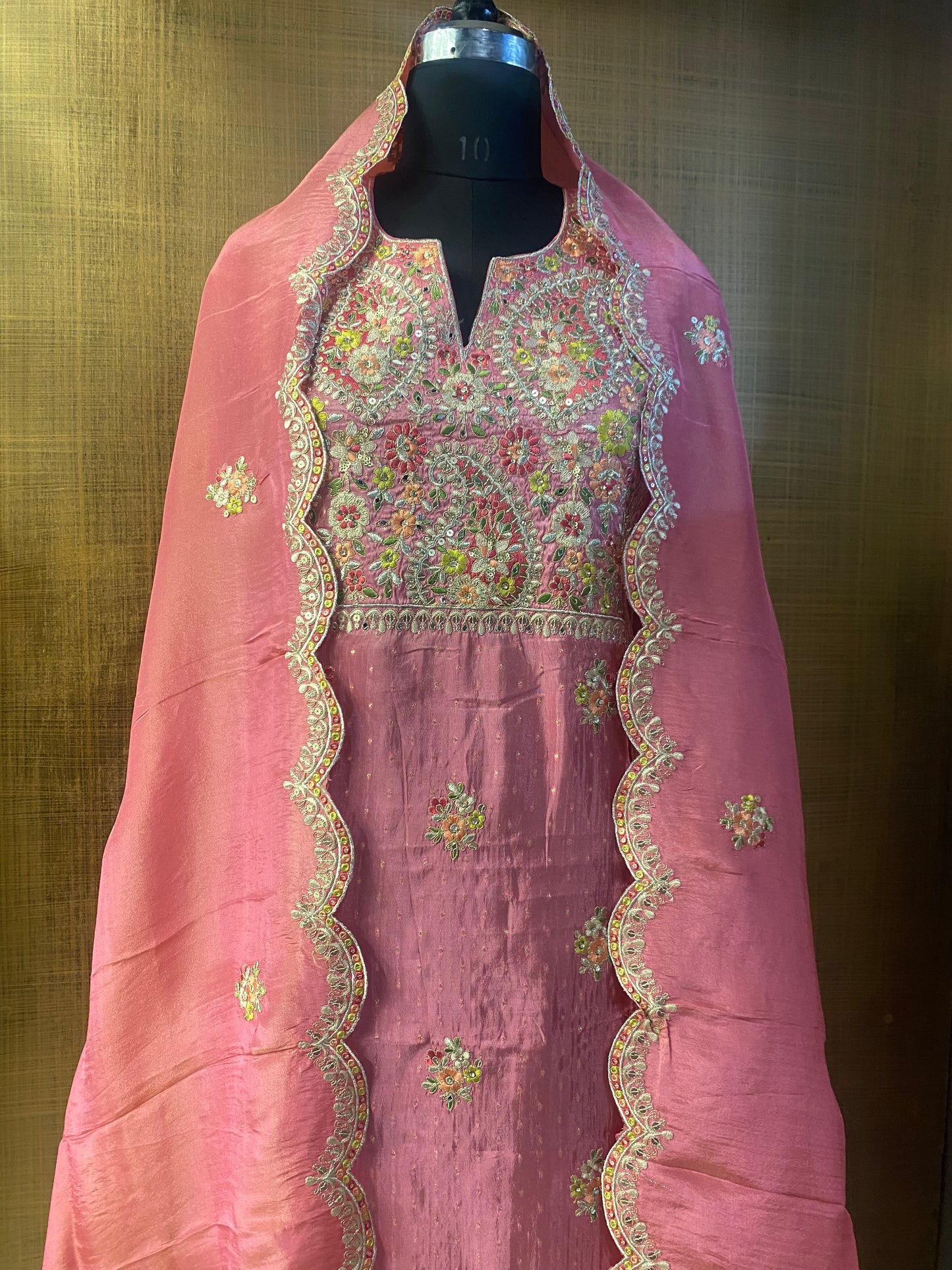 Pink Tissue embroidered suit