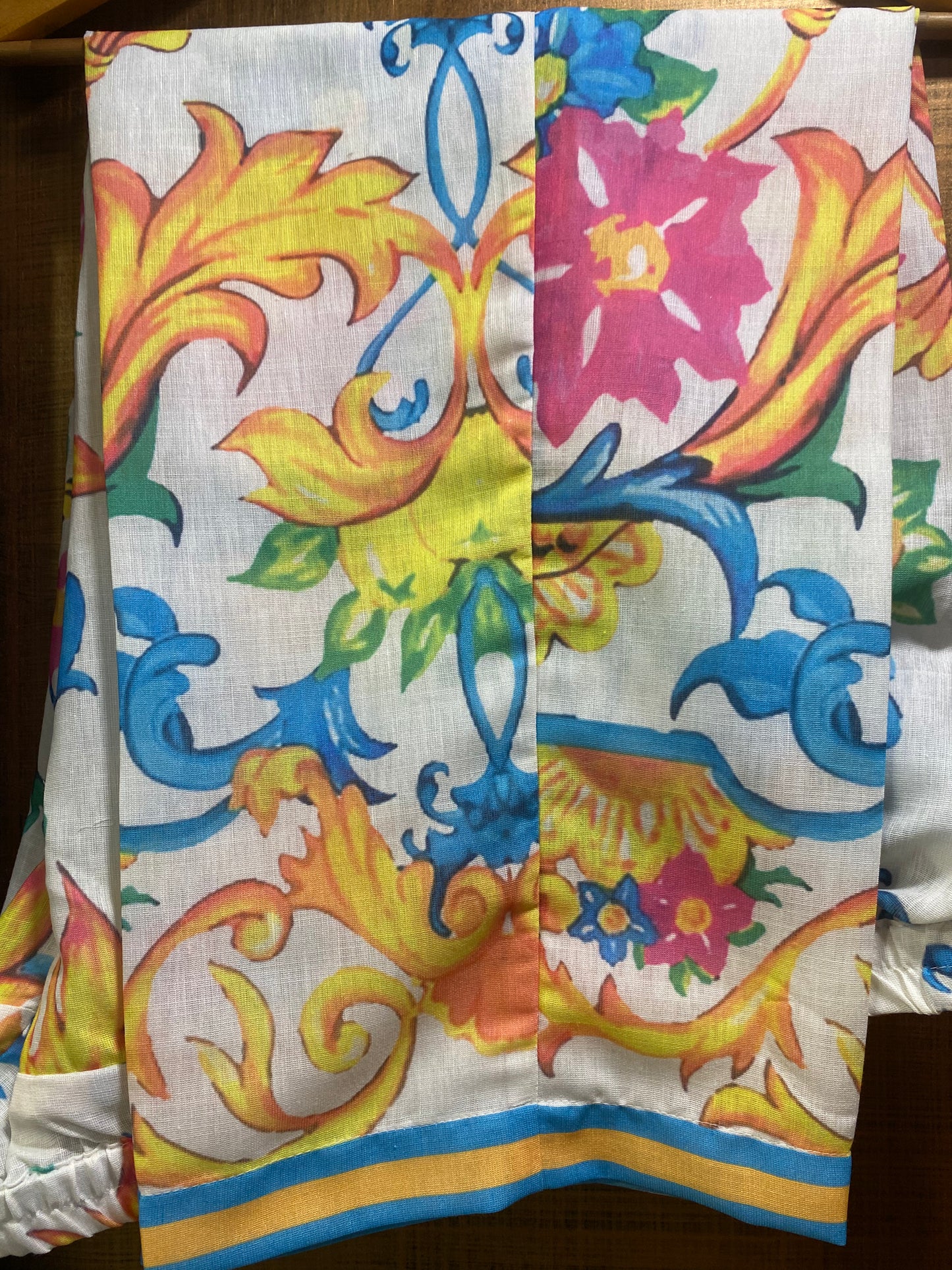 White Linen Multi-colored print Coord set