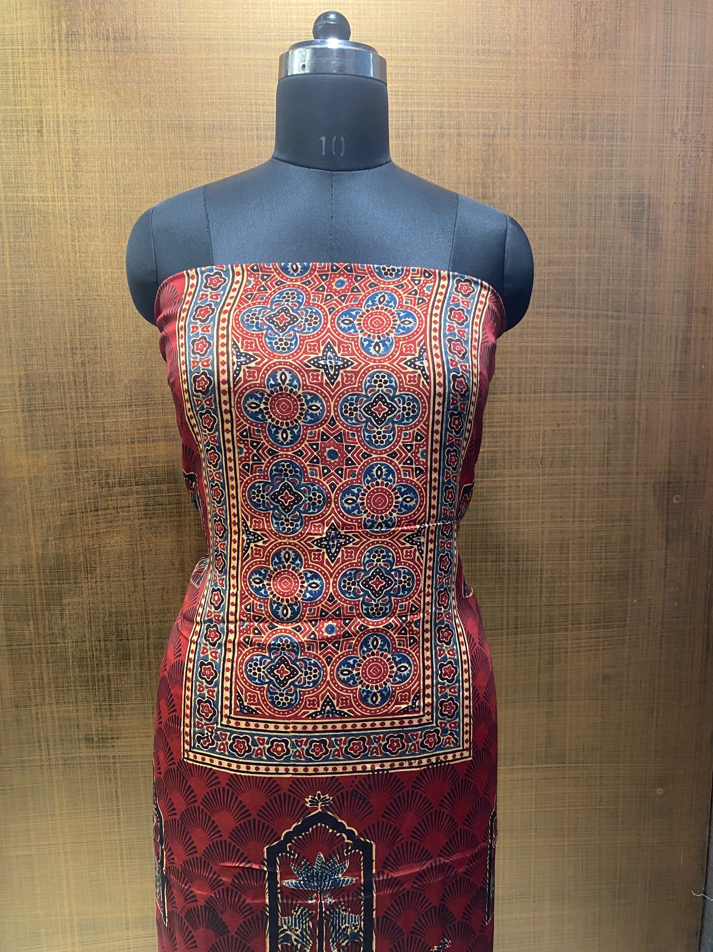 Maroon Modal Satin Ajrakh Print shirt