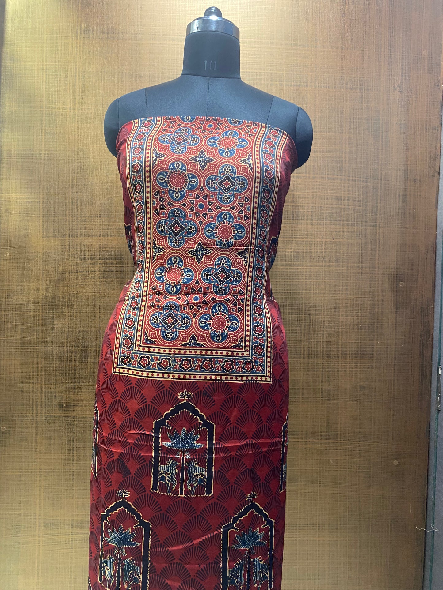 Maroon Modal Satin Ajrakh Print shirt