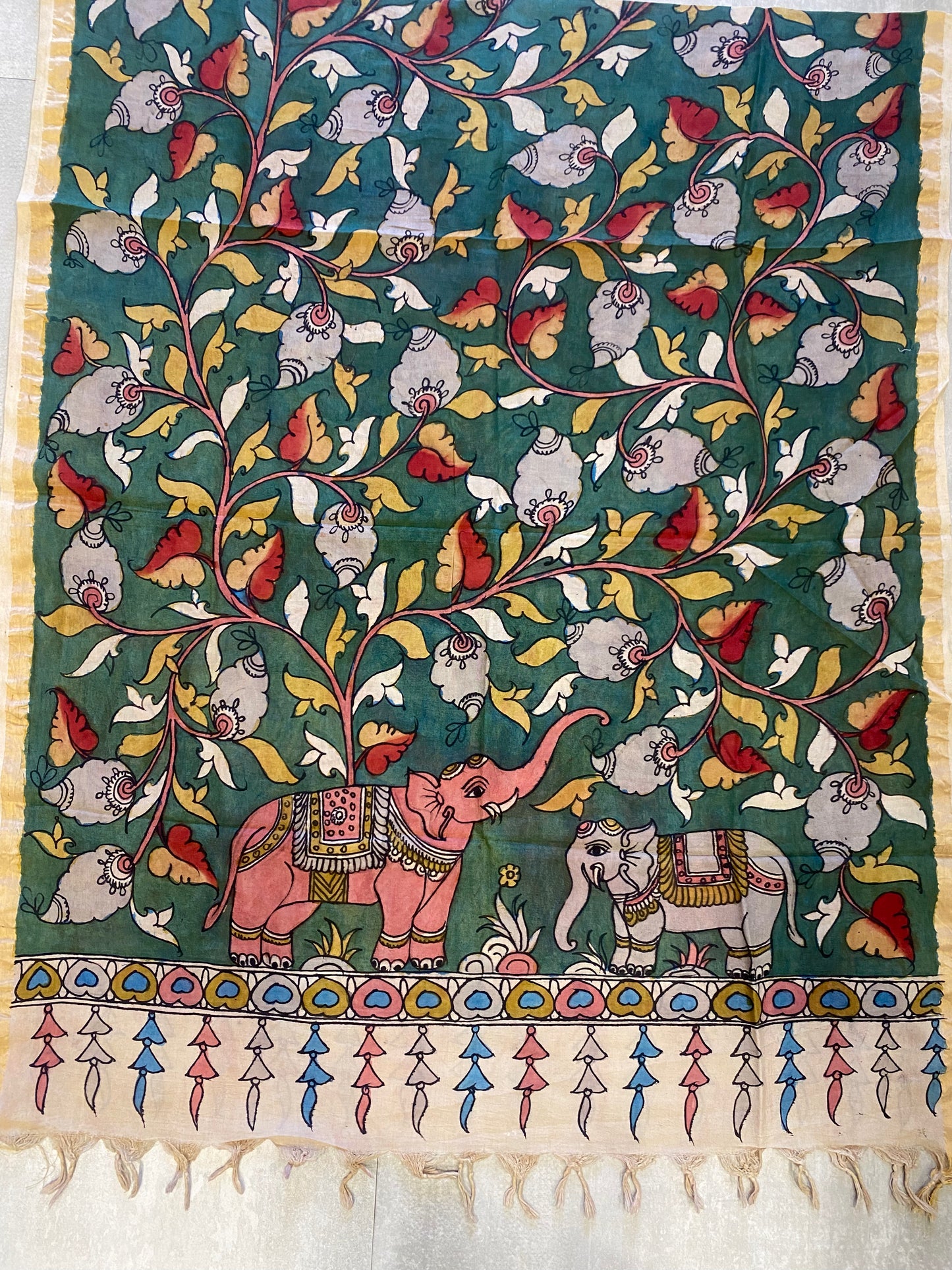 Green Silk Kalamkari Dupatta