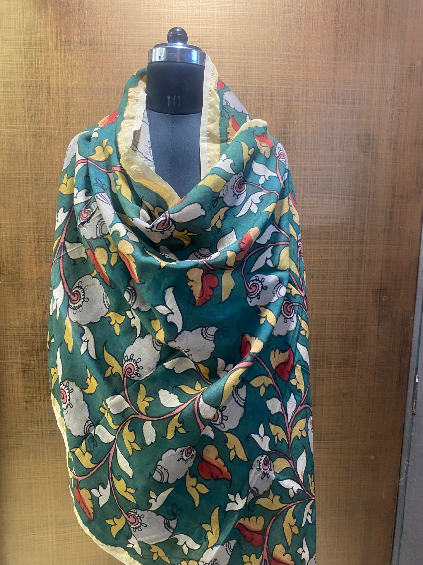 Green Silk Kalamkari Dupatta