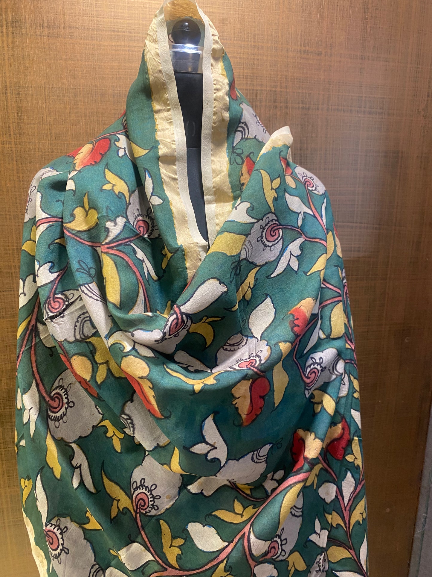 Green Silk Kalamkari Dupatta