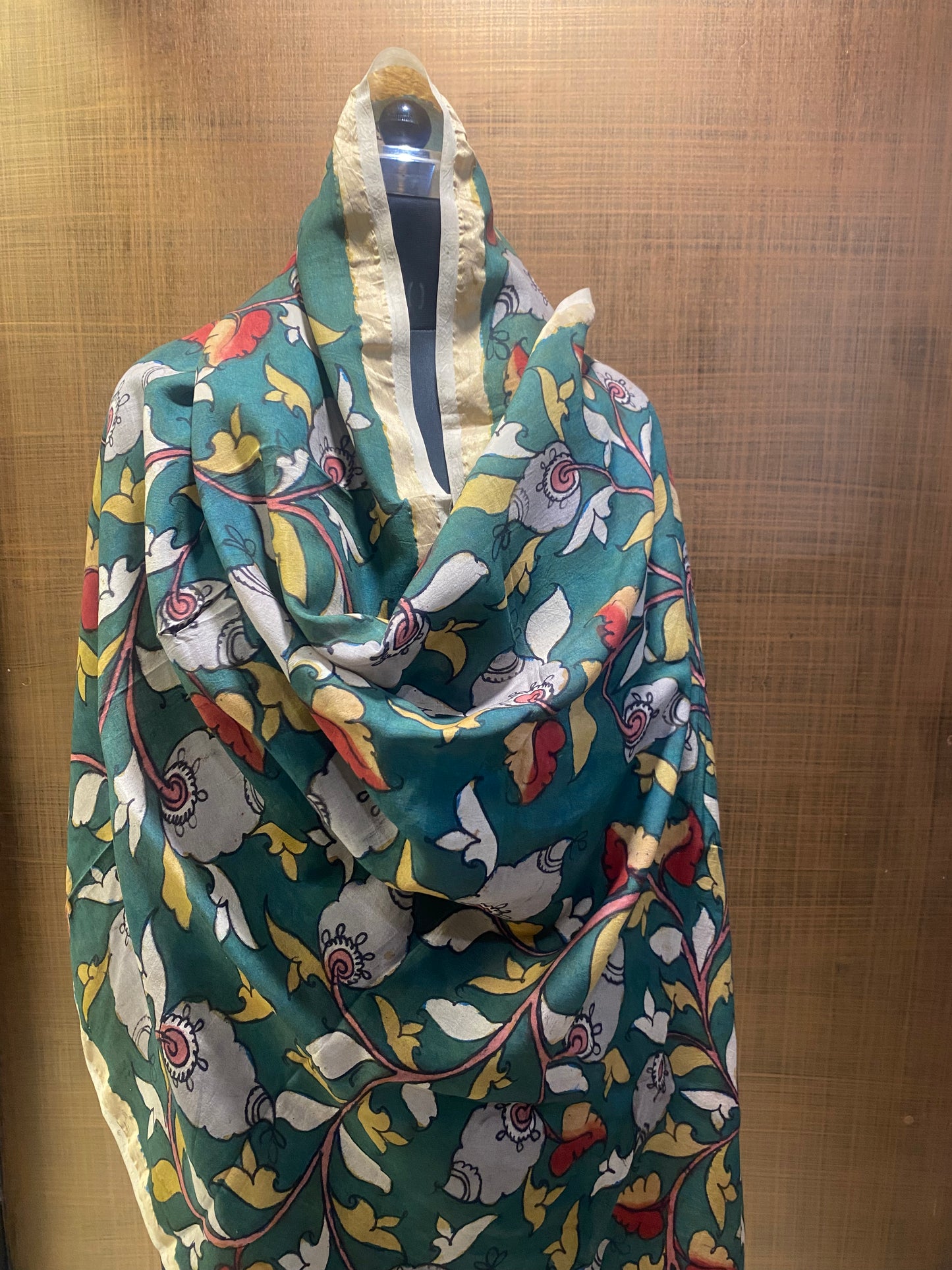 Green Silk Kalamkari Dupatta