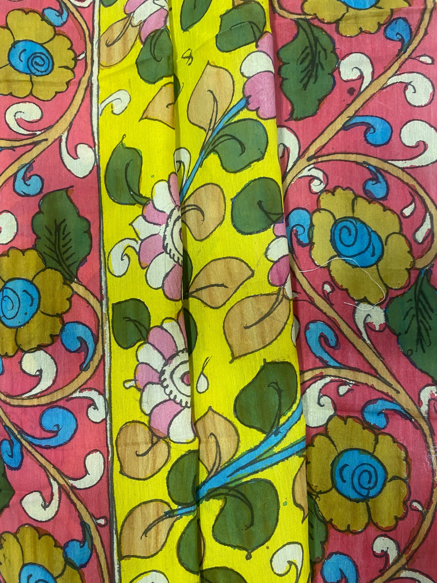 Yellow Kalamkari Assam Silk Dupatta