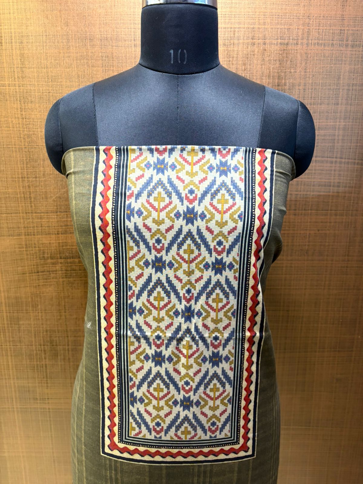 Mul Greensuit with printed Yoke and Mul Dupatta