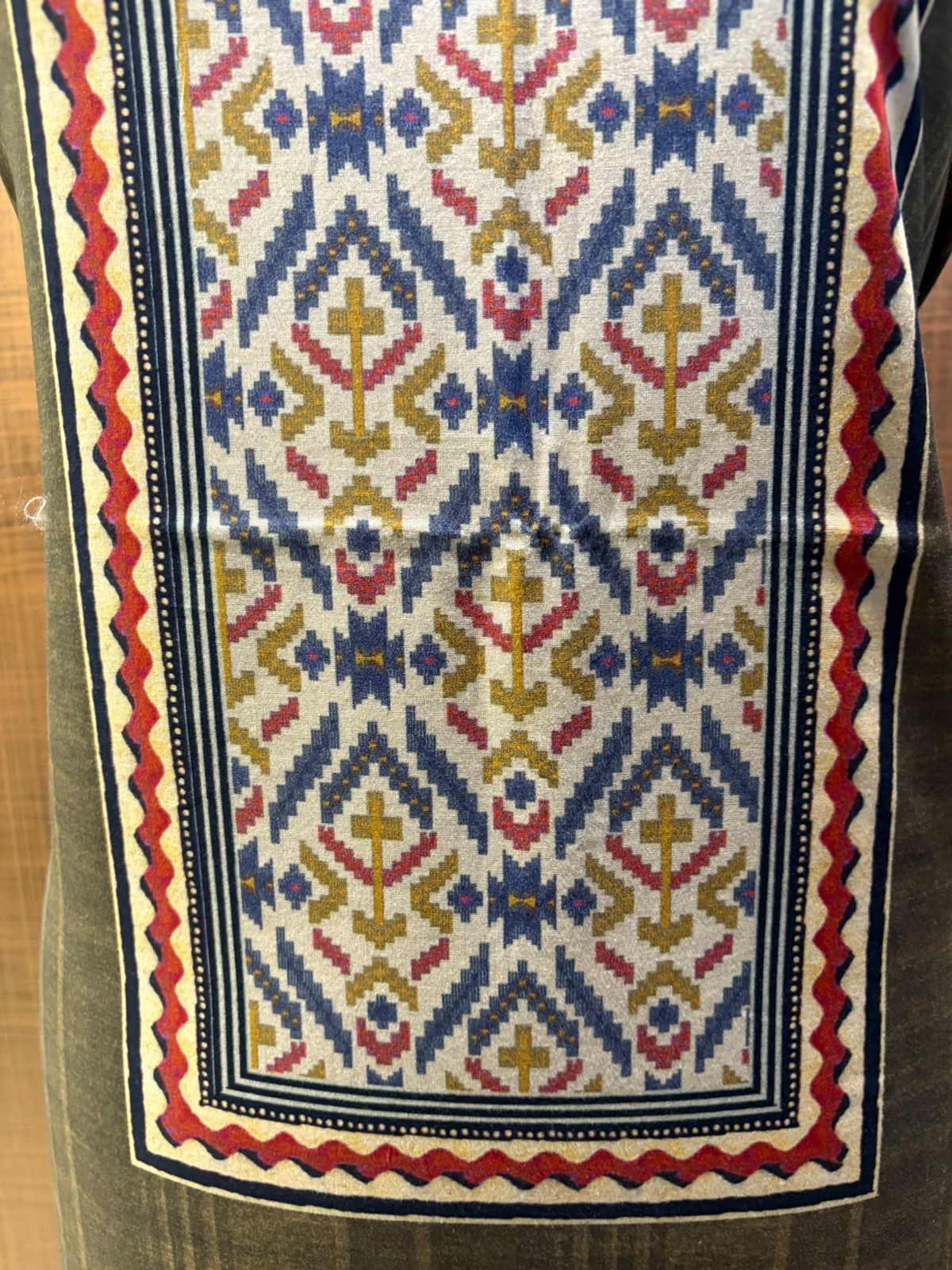 Mul Greensuit with printed Yoke and Mul Dupatta