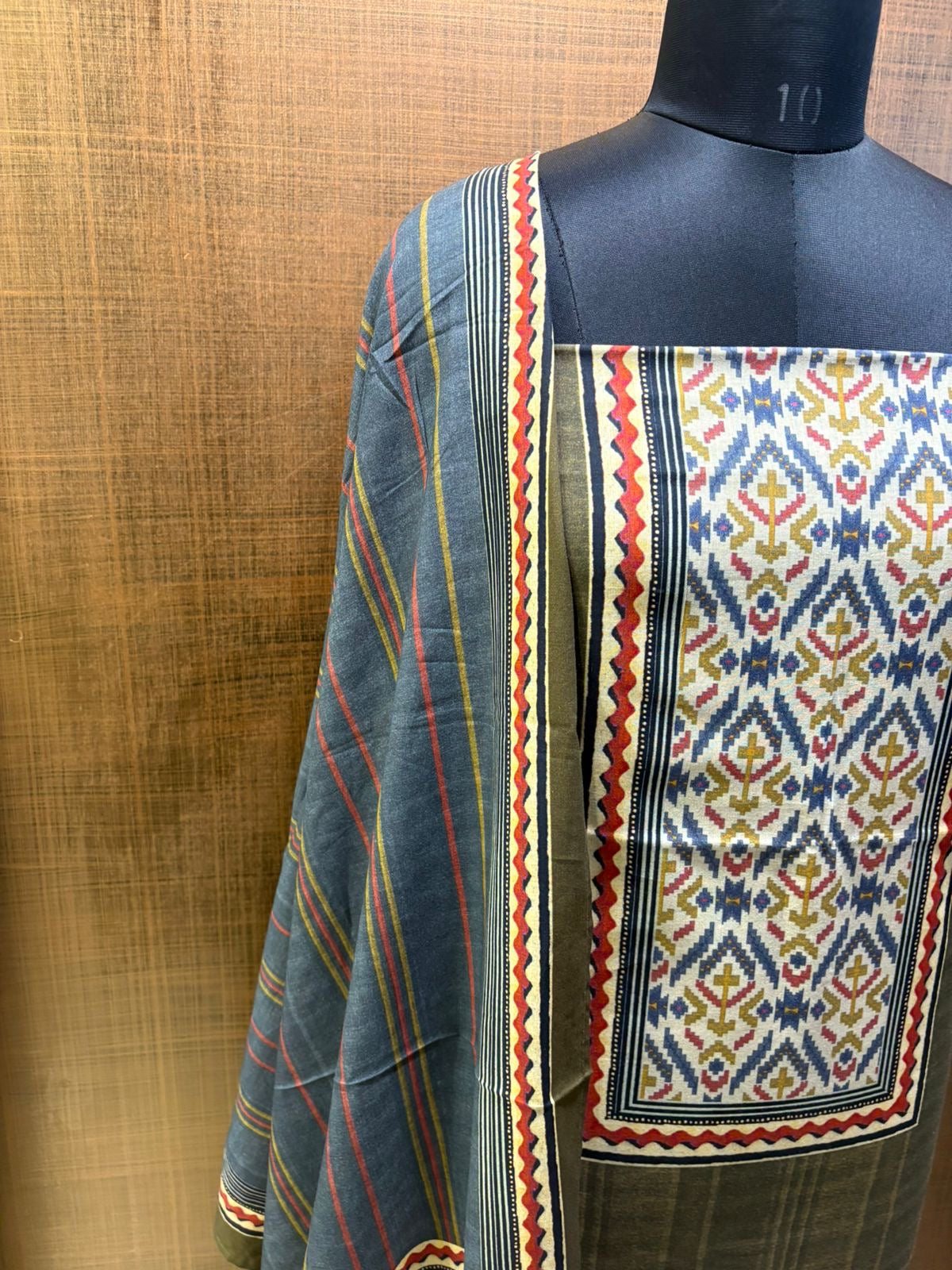 Mul Greensuit with printed Yoke and Mul Dupatta