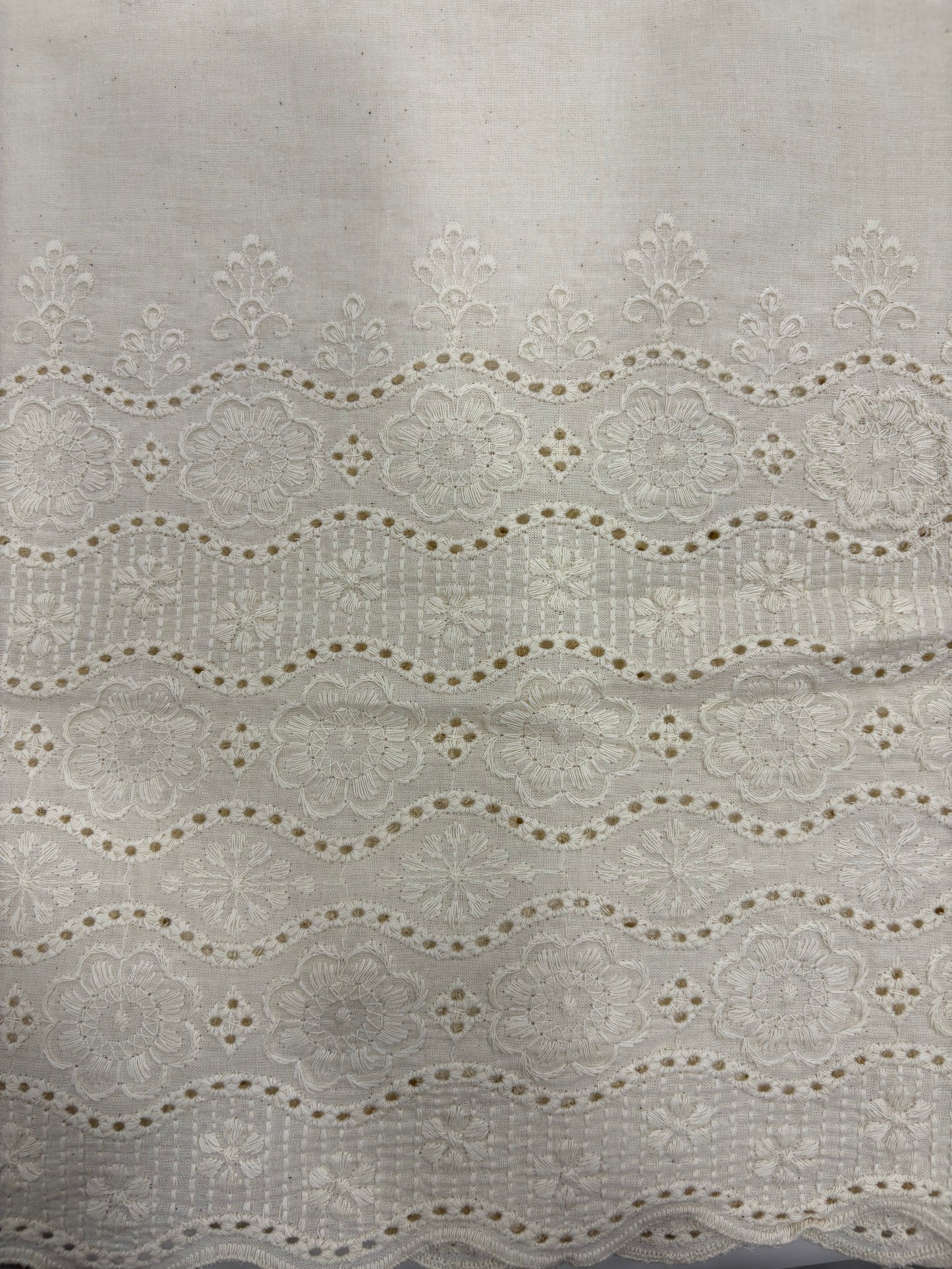 Mul Cotton Suit, Yoke Lucknowi Thread Embroidered with Mul-mul Dupatta, Lower Cream Chikan