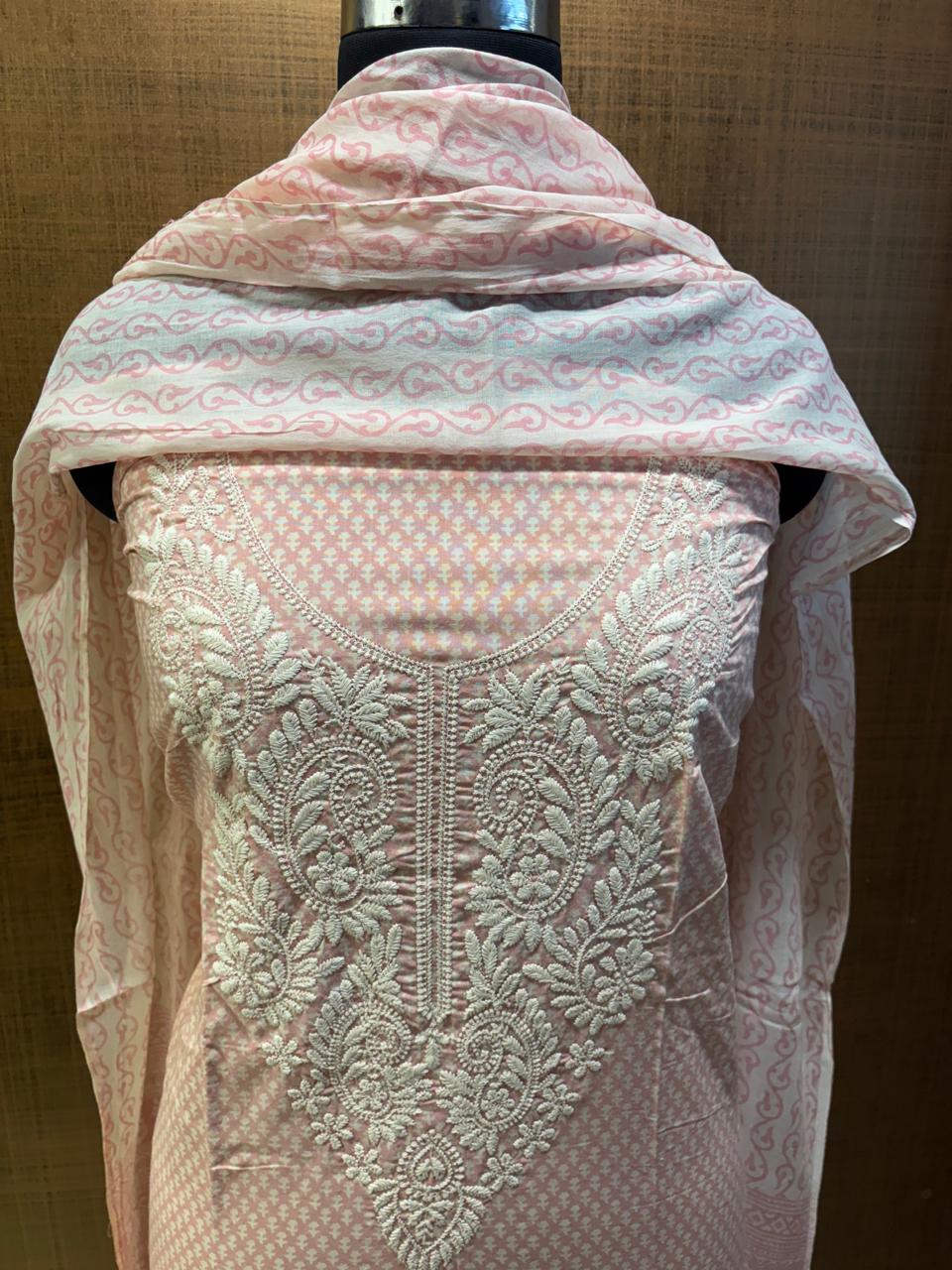 Pure Cotton Printed with Neck Embroidered & Printed Lower & Dupatta