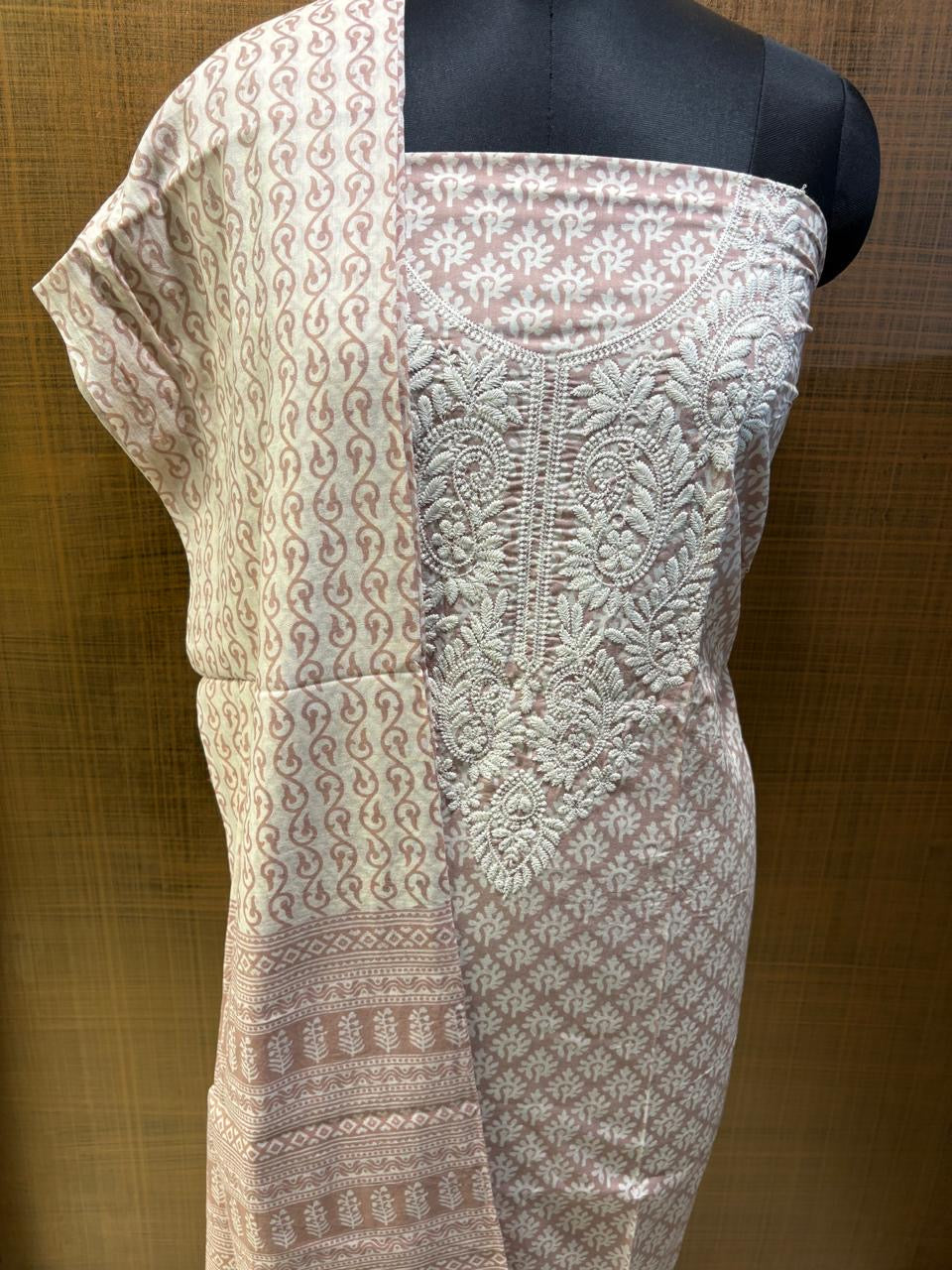 Pure Cotton Printed with Neck Embroidered & Printed Lower & Dupatta