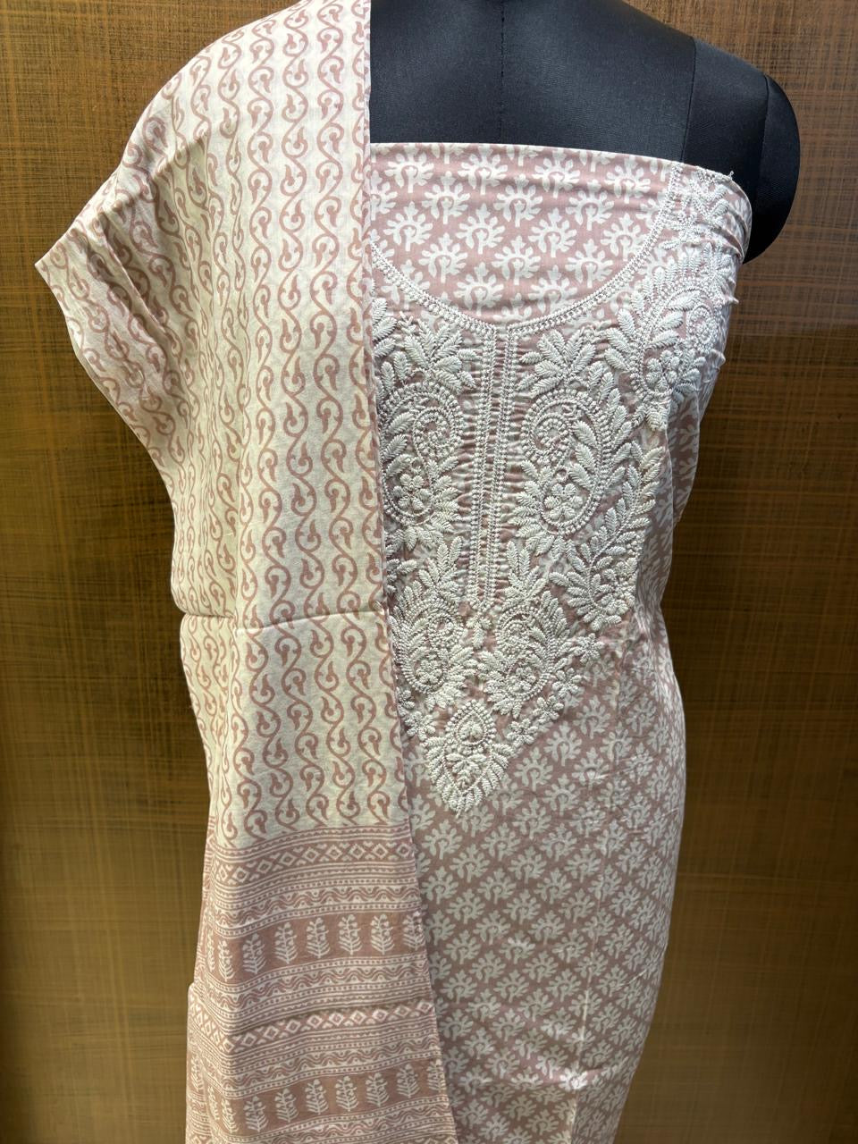 Pure Cotton Printed with Neck Embroidered & Printed Lower & Dupatta