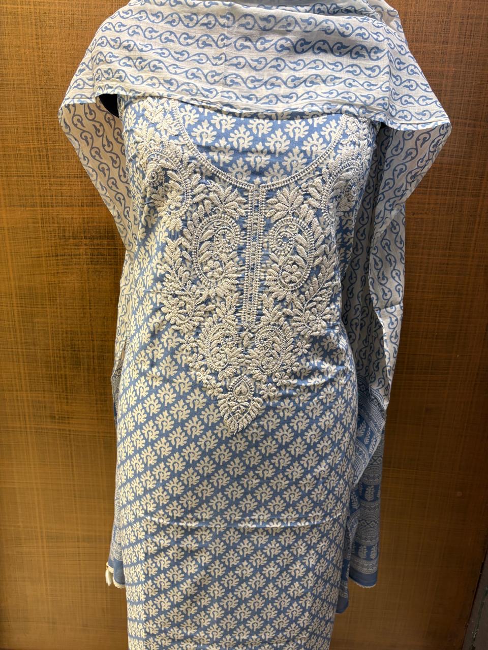 Pure Cotton Printed with Neck Embroidered & Printed Lower & Dupatta