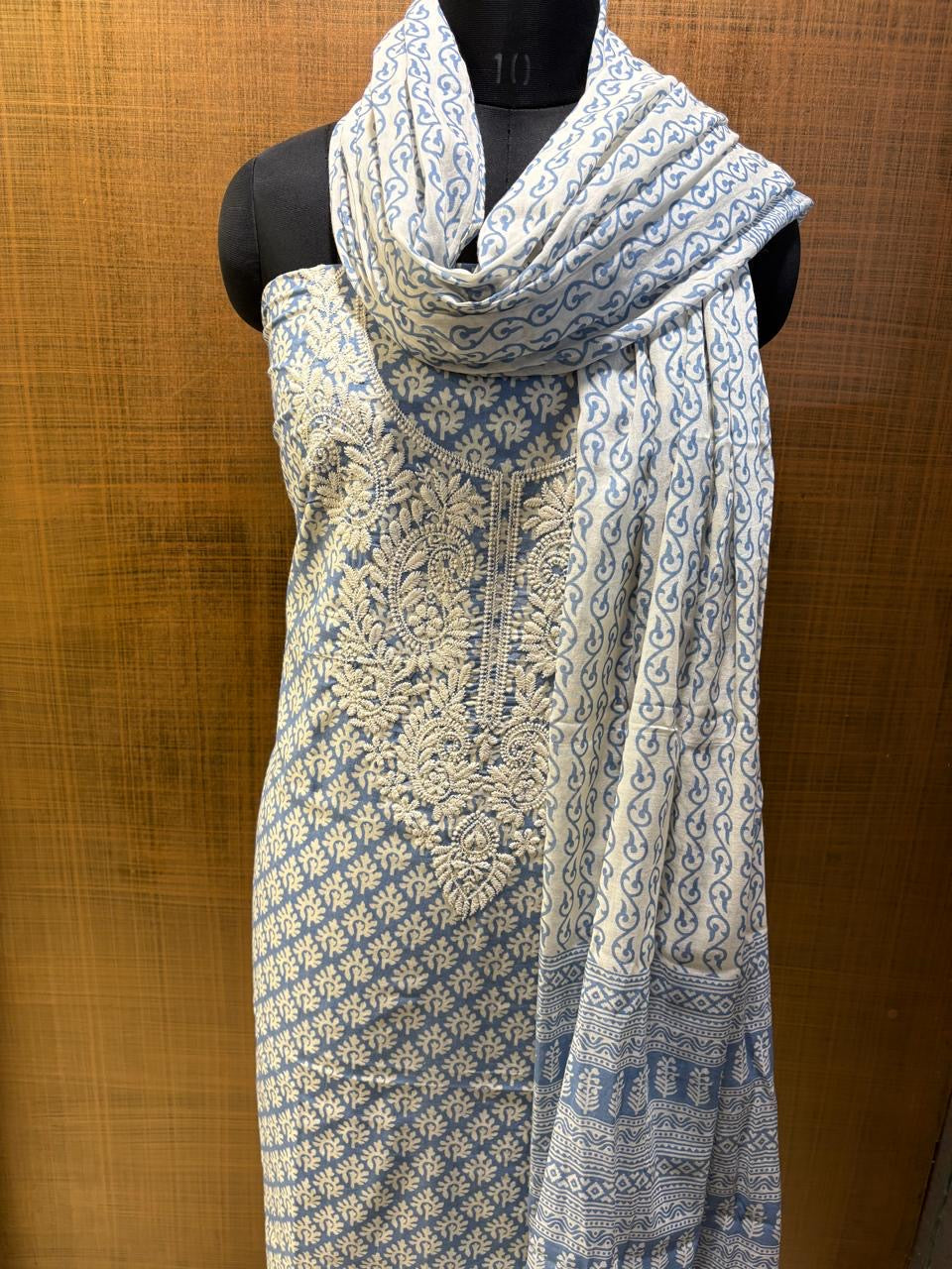 Pure Cotton Printed with Neck Embroidered & Printed Lower & Dupatta