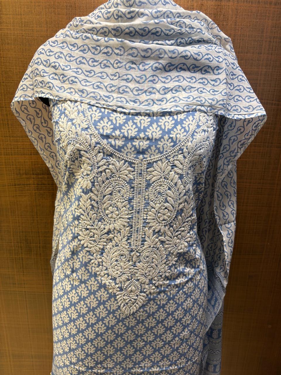 Pure Cotton Printed with Neck Embroidered & Printed Lower & Dupatta