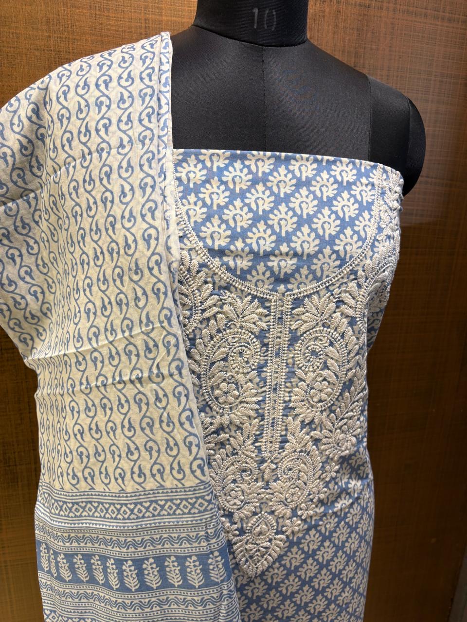 Pure Cotton Printed with Neck Embroidered & Printed Lower & Dupatta