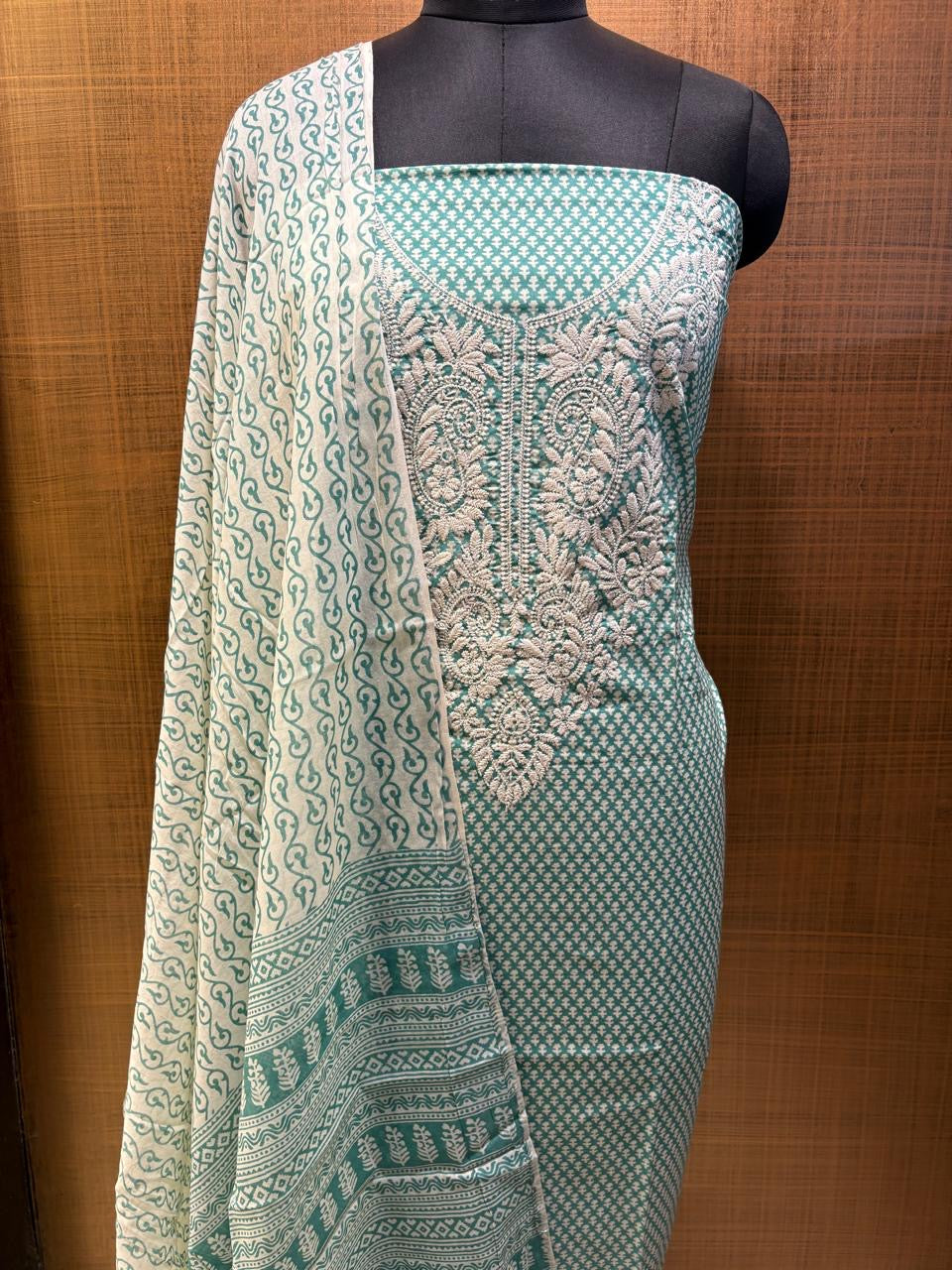 Pure Cotton Printed with Neck Embroidered & Printed Lower & Dupatta