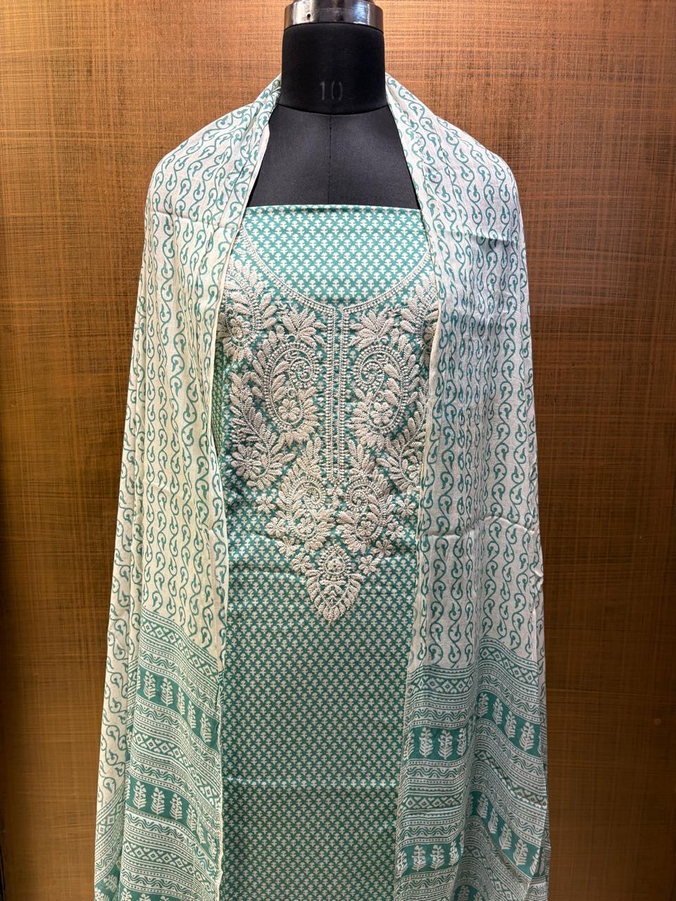 Pure Cotton Printed with Neck Embroidered & Printed Lower & Dupatta