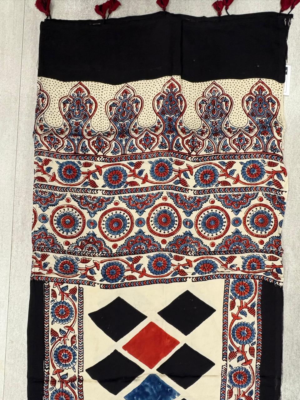 Ajrakh diamond Print Modaal Satin Stole