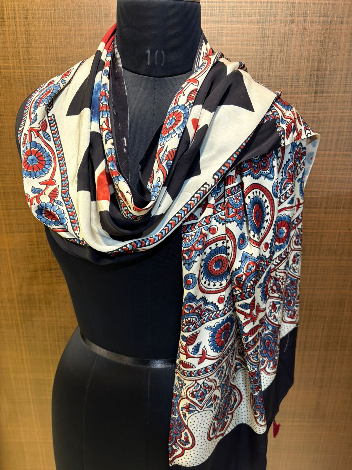 Ajrakh diamond Print Modaal Satin Stole