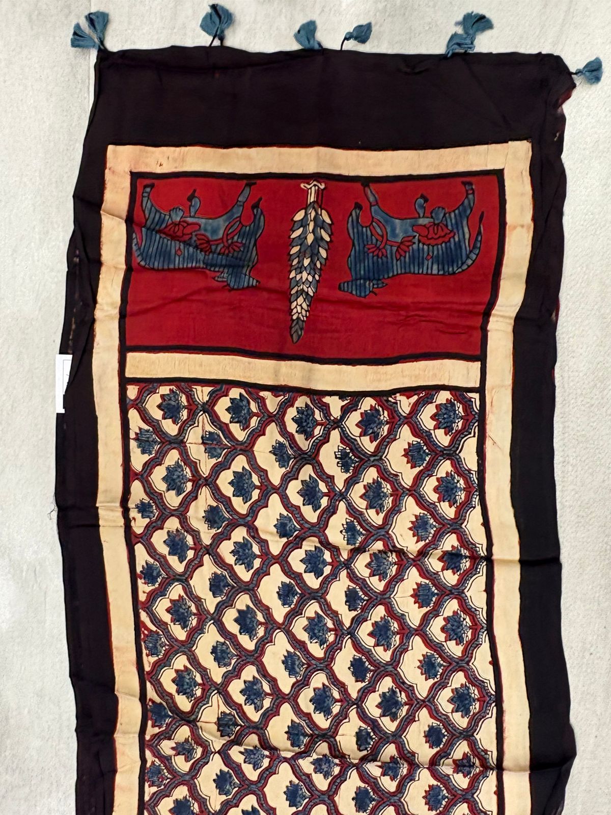 Ajrakh Lotus print Modaal Satin Stole