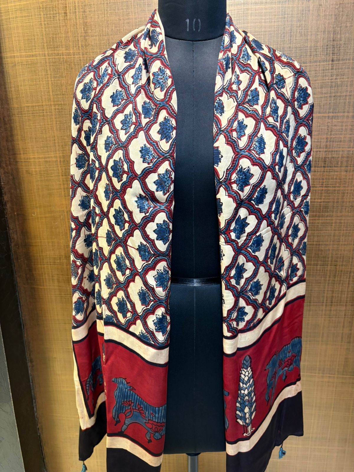 Ajrakh Lotus print Modaal Satin Stole
