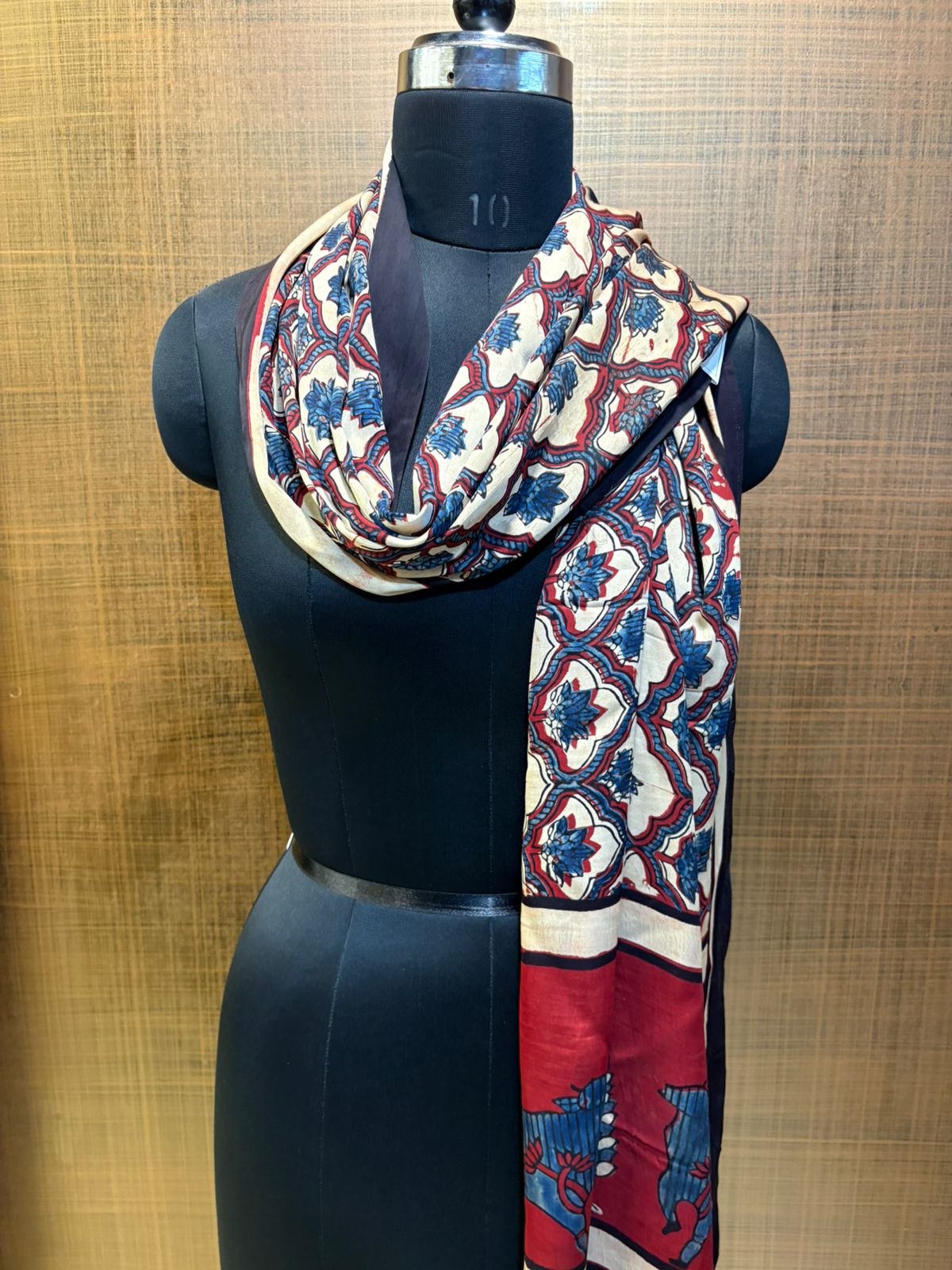 Ajrakh Lotus print Modaal Satin Stole