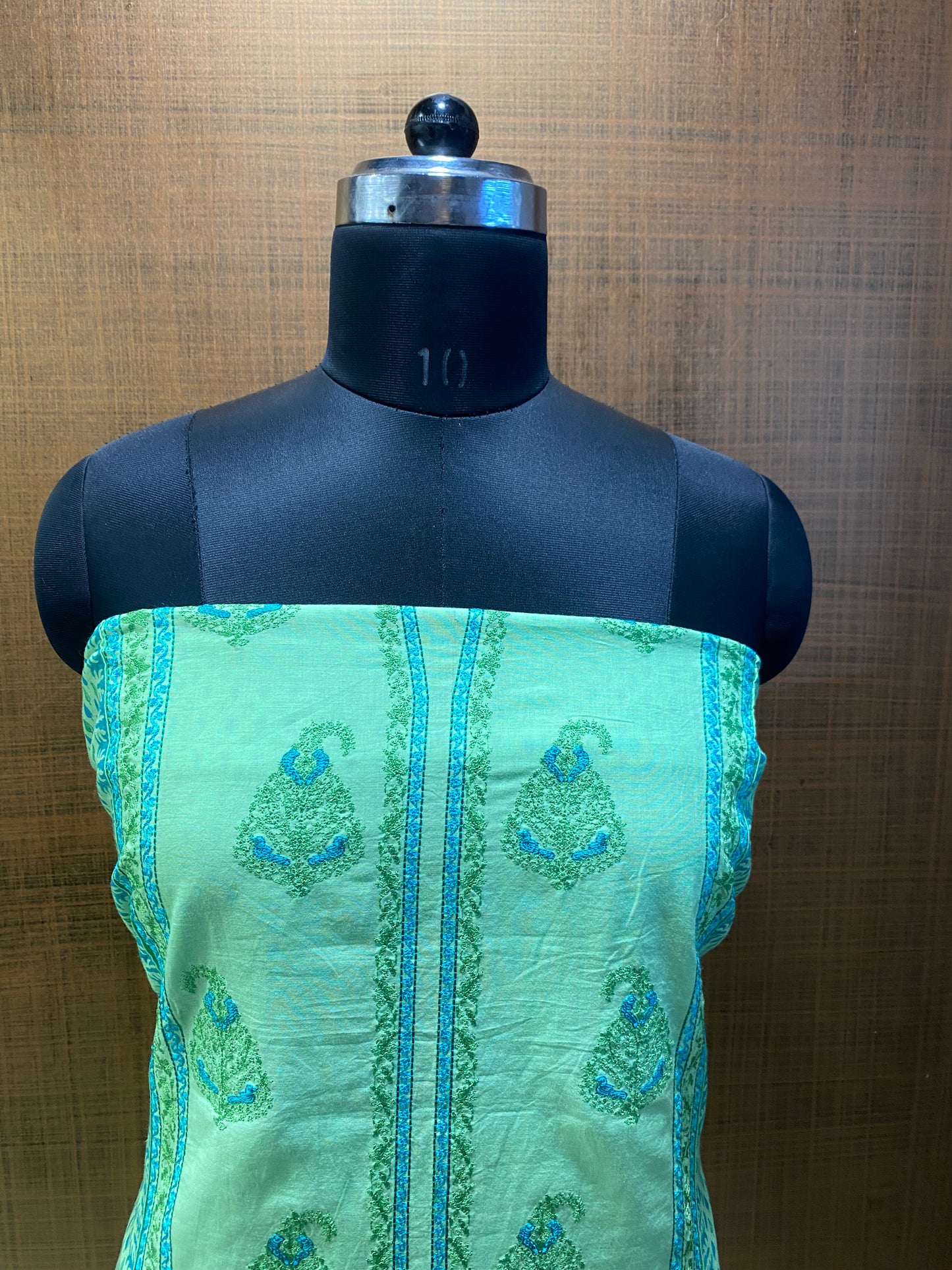 Green pure cotton block print shirt with chiffon dupatta