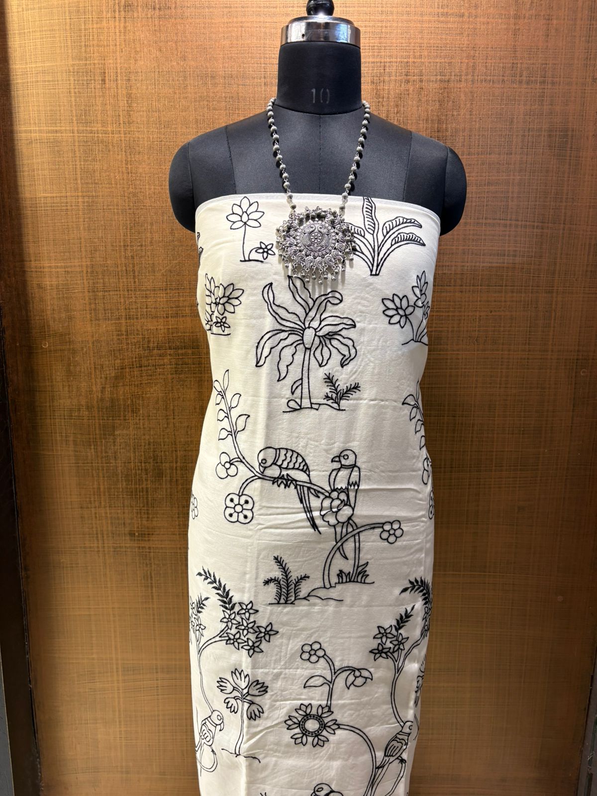 White & Black Pure Maheshwari threadwork on shirt & dup