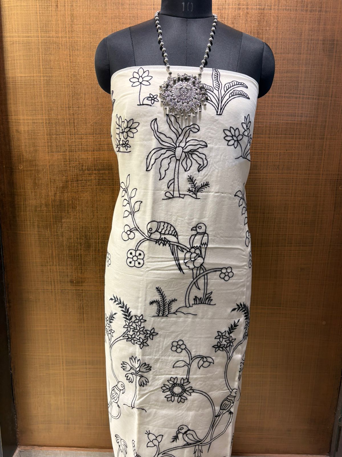 White & Black Pure Maheshwari threadwork on shirt & dup