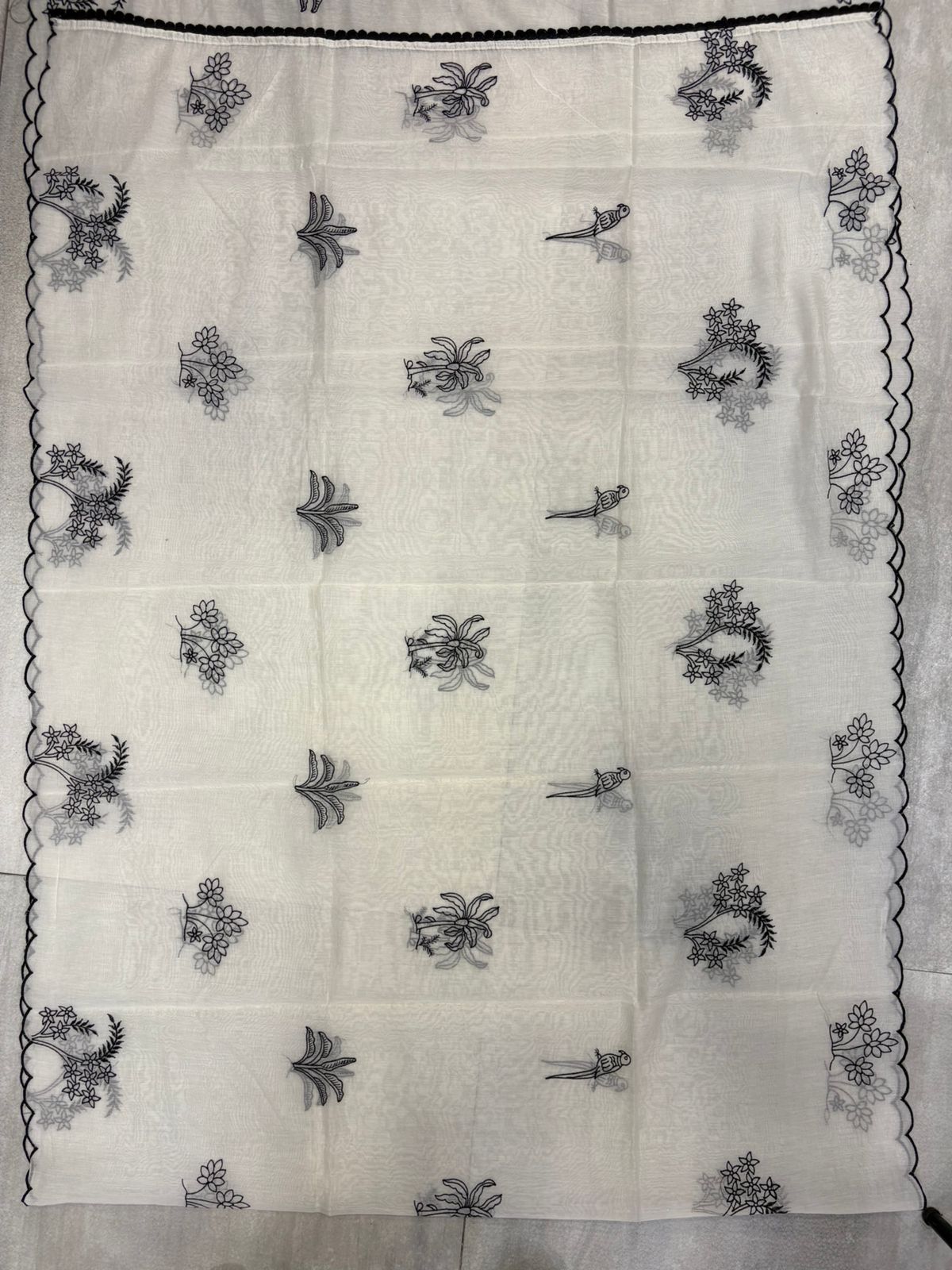 White & Black Pure Maheshwari threadwork on shirt & dup