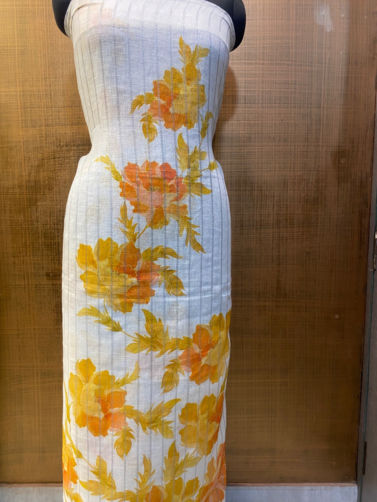 White Linen printed and embroidered Shirt Dupatta