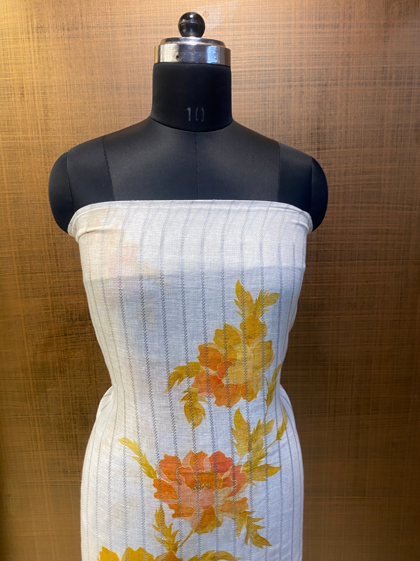 White Linen printed and embroidered Shirt Dupatta