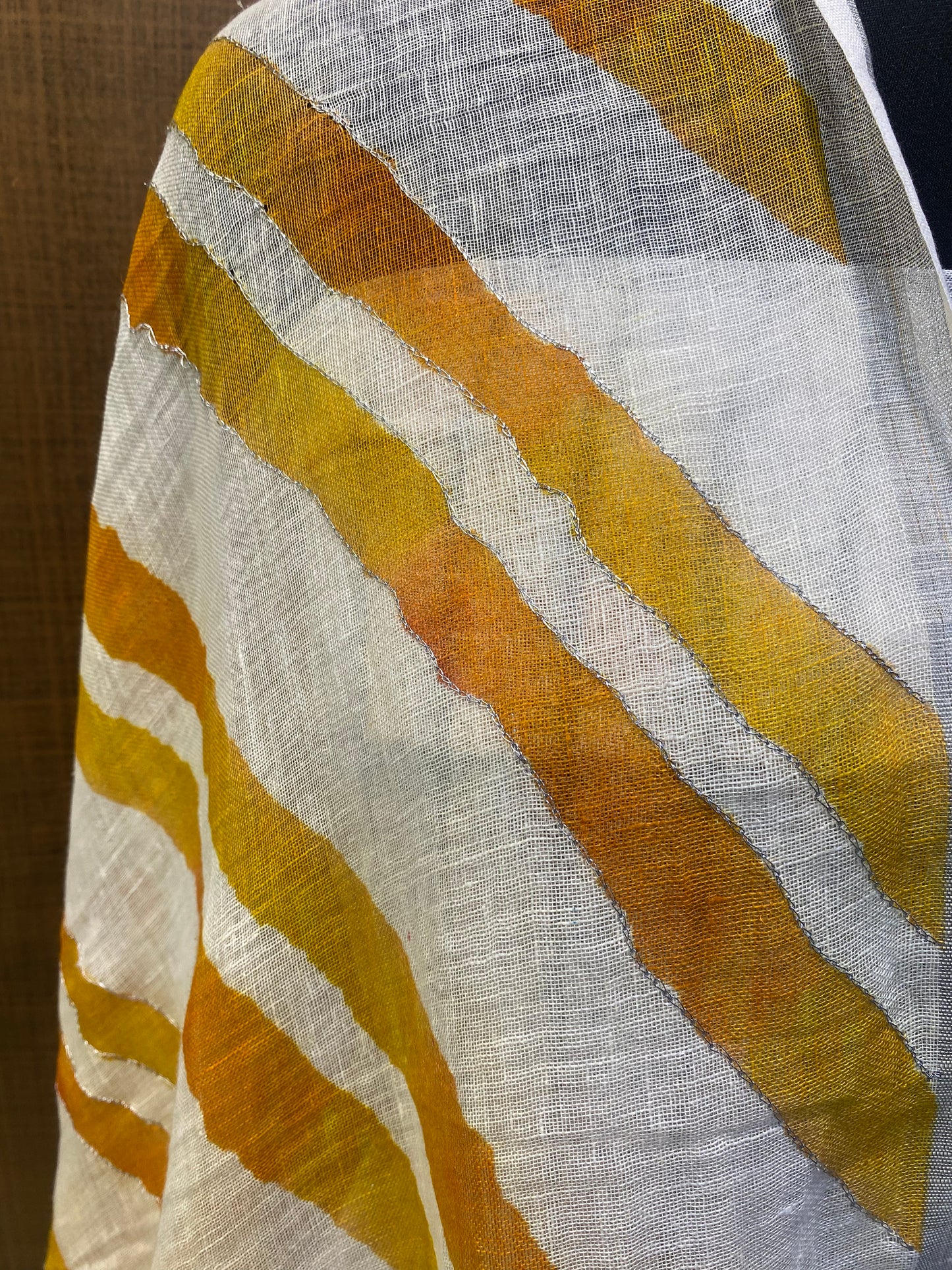 White Linen printed and embroidered Shirt Dupatta
