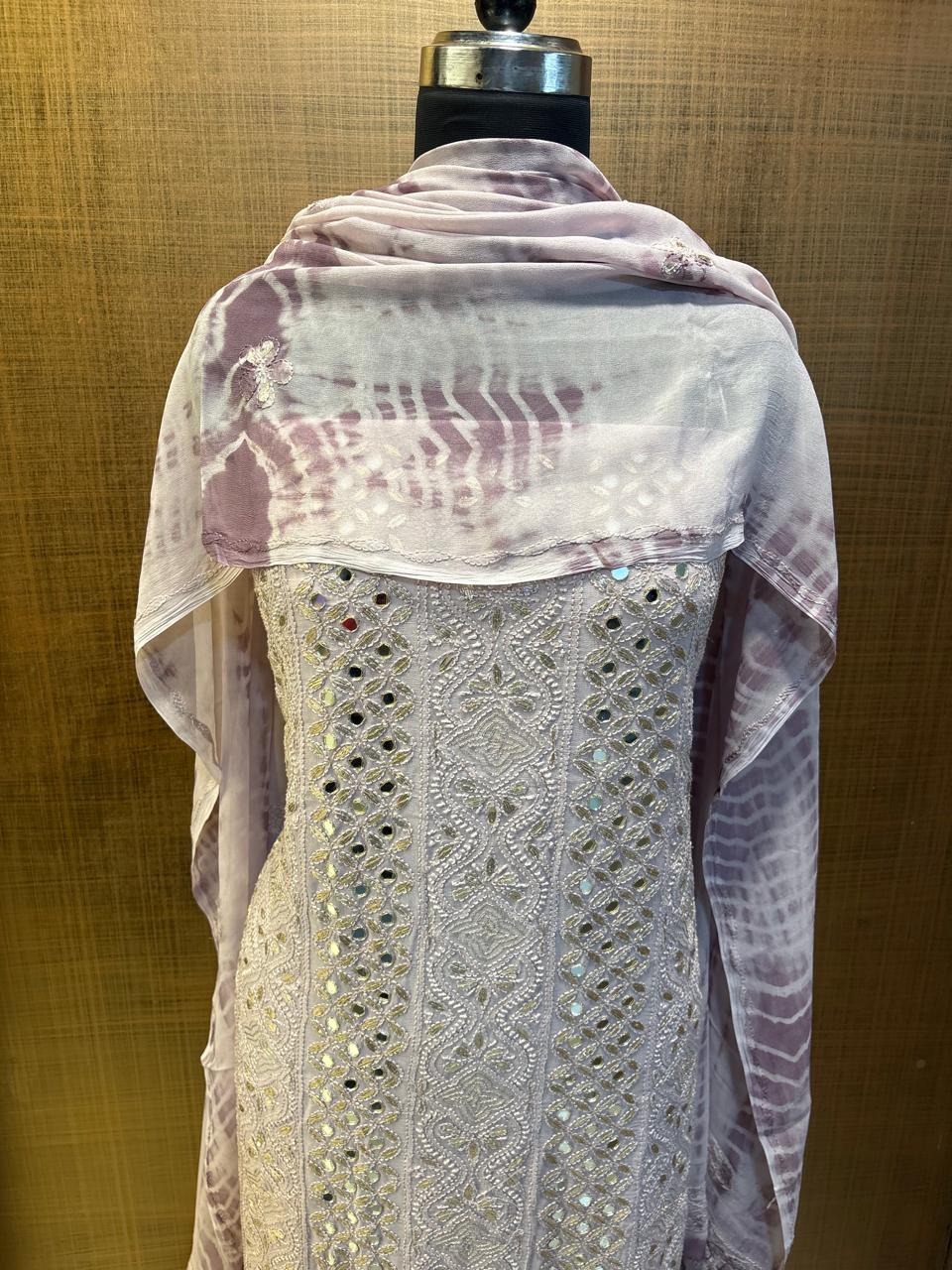 Lukhnowi Pure Geogette Shirt-Dup