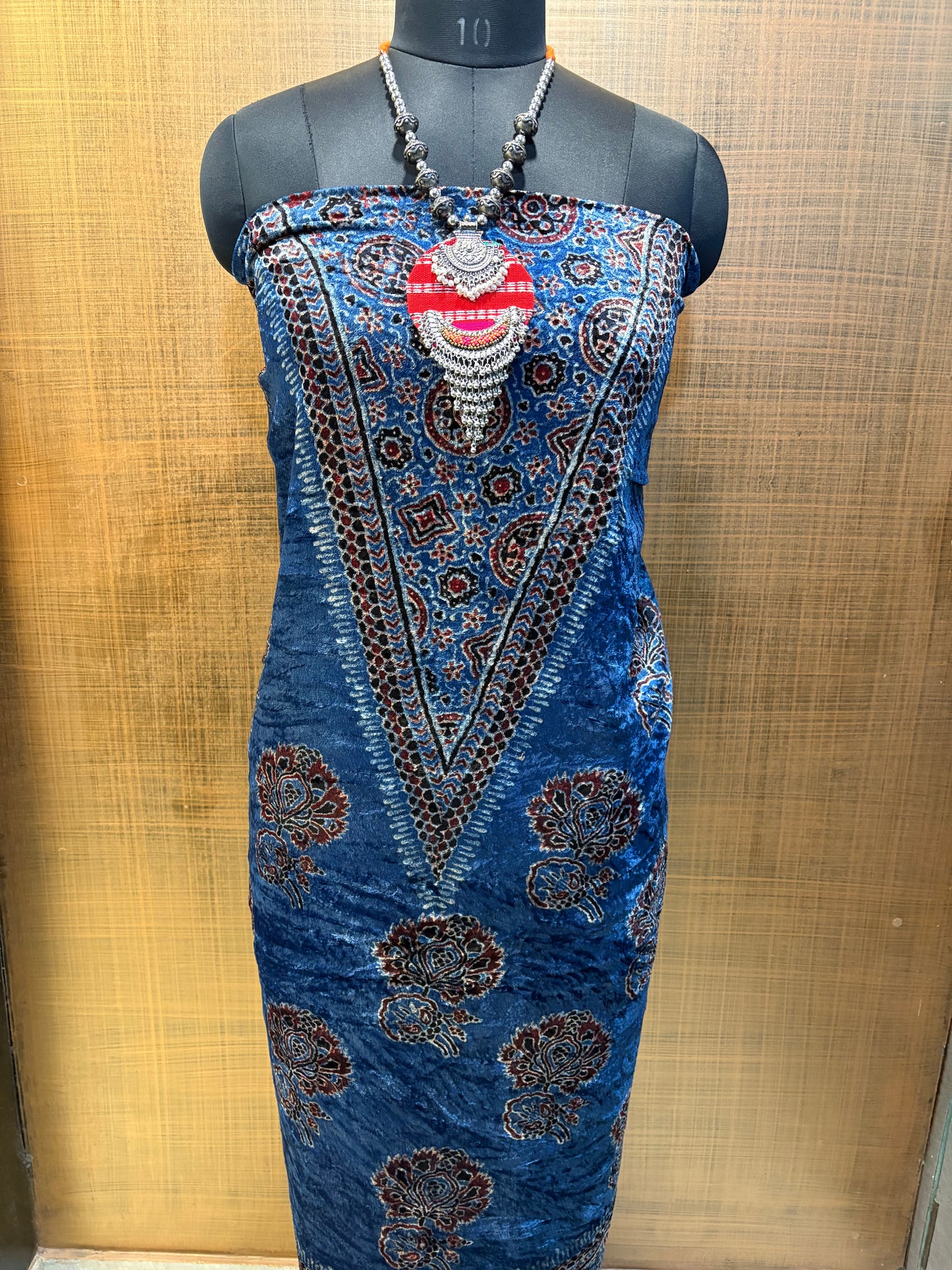 Velvet Azrakh print Kurtis