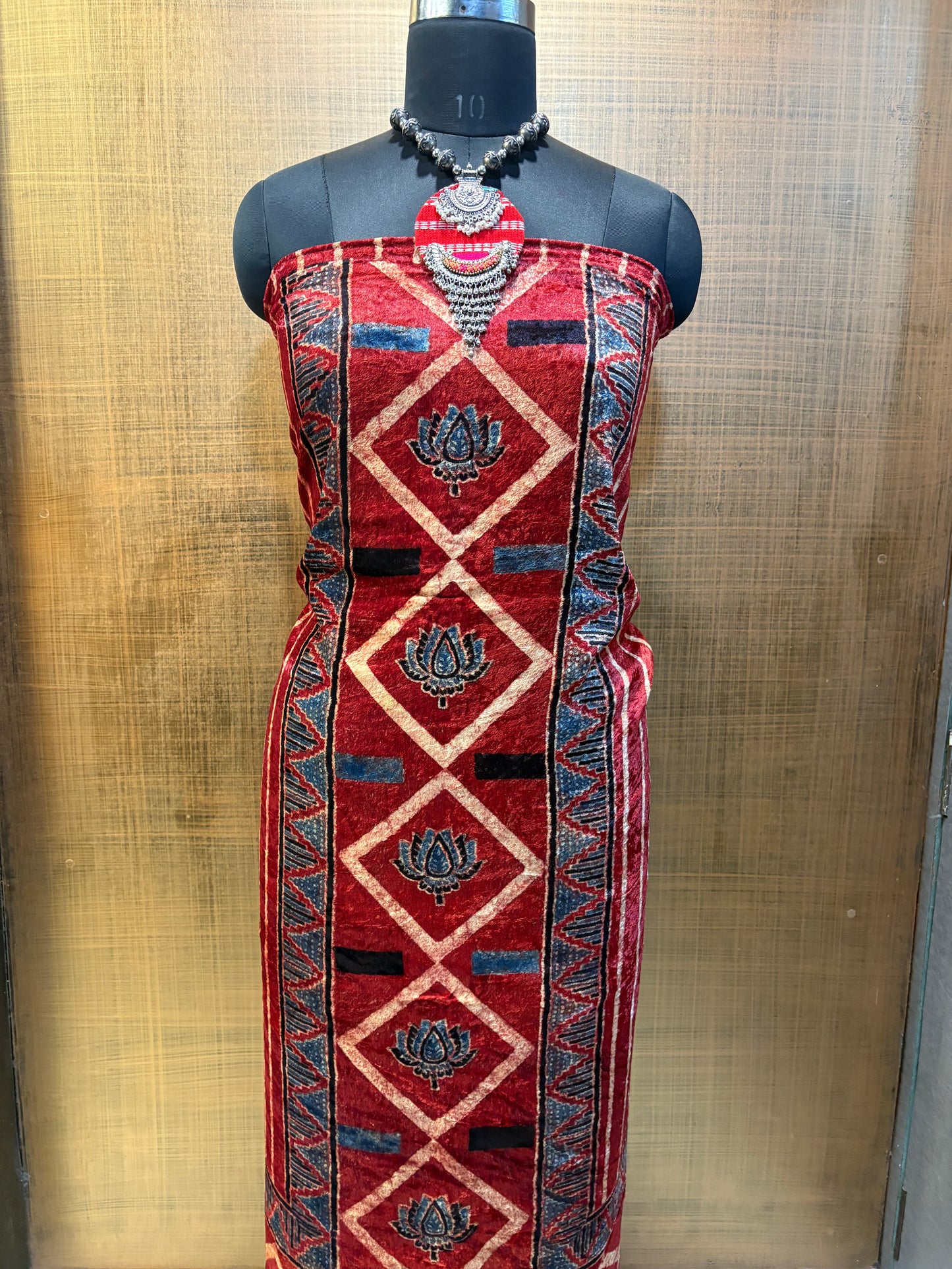 Velvet Azrakh print Kurtis