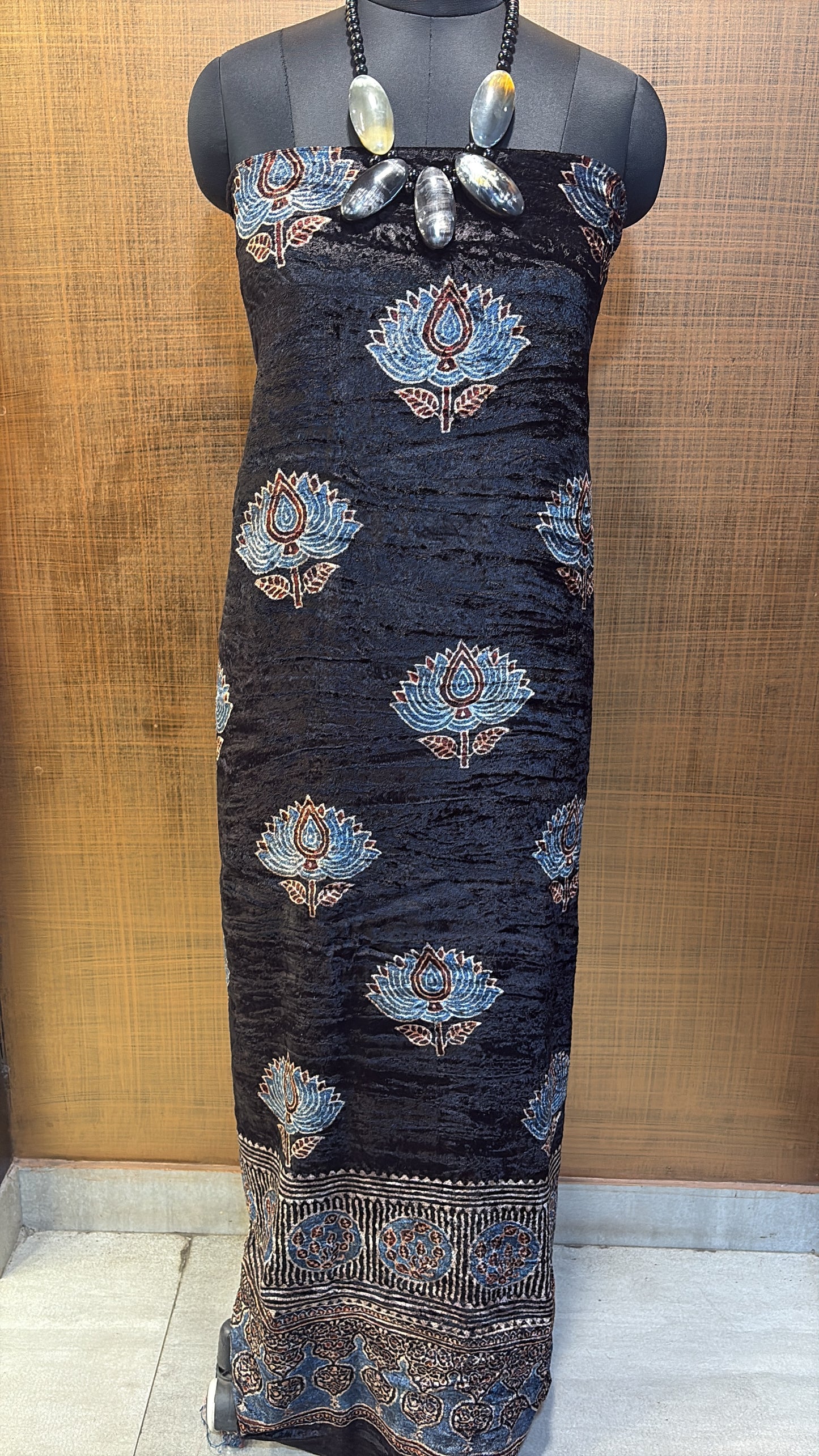 Velvet Azrakh print Kurtis