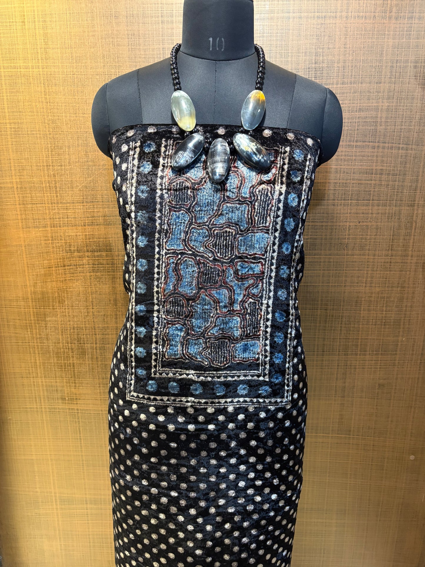 Velvet Azrakh print Kurtis